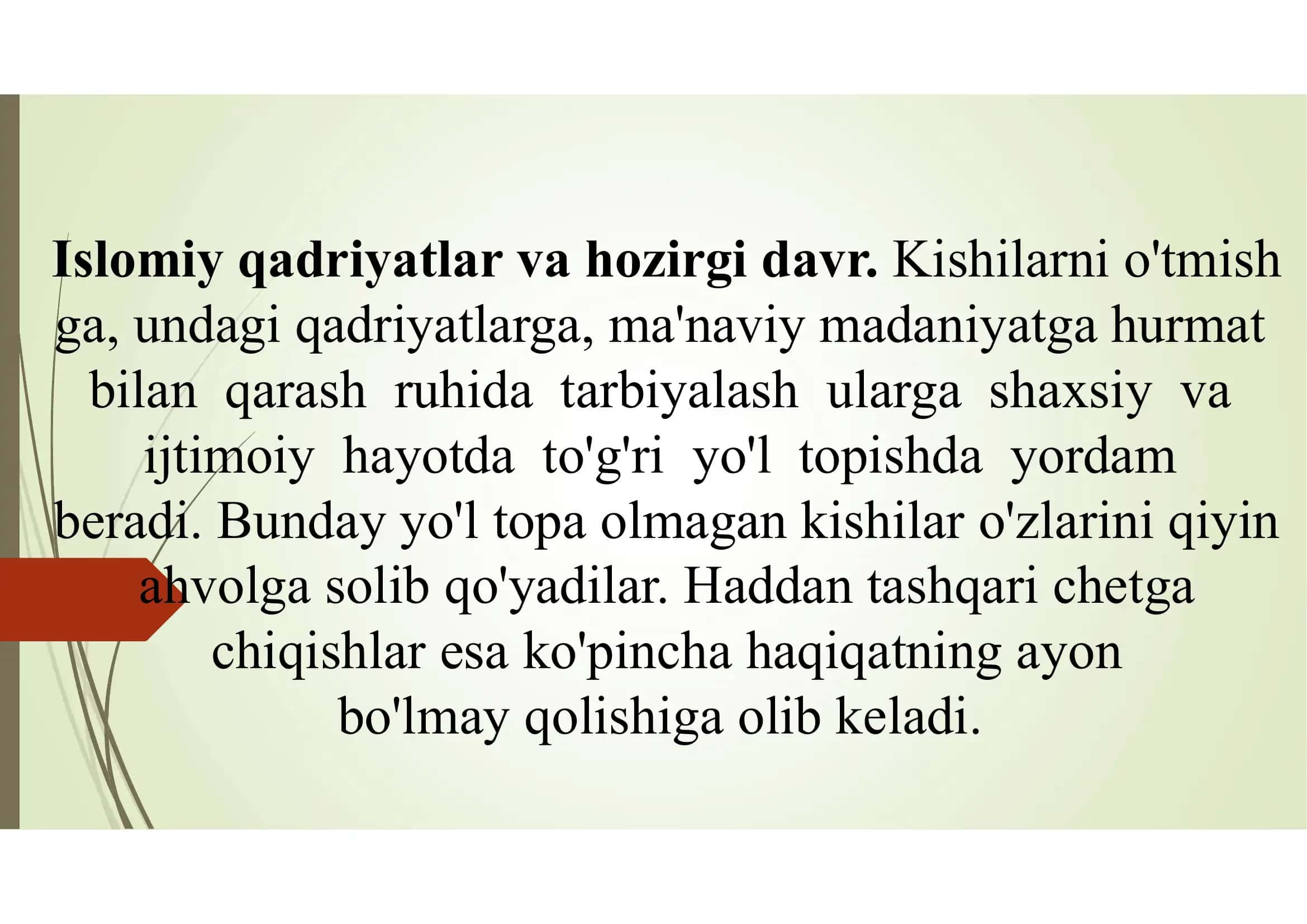 ISLOMİY QADRİYATLARİ MAVZUSIDA 2