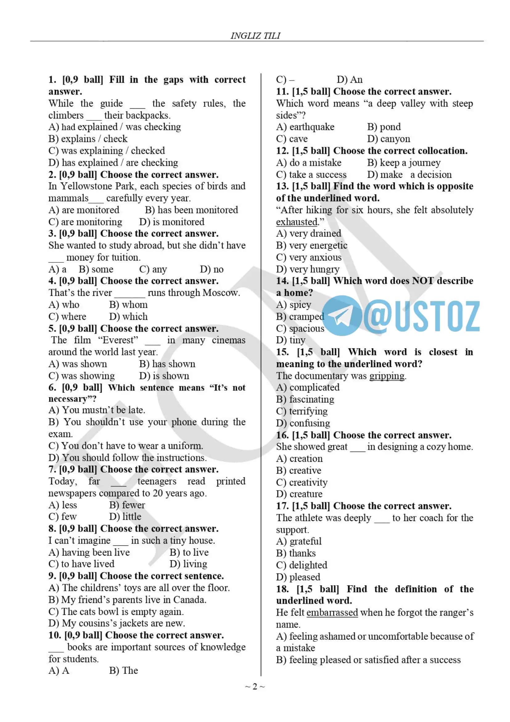 Grade 9 English Keys 2