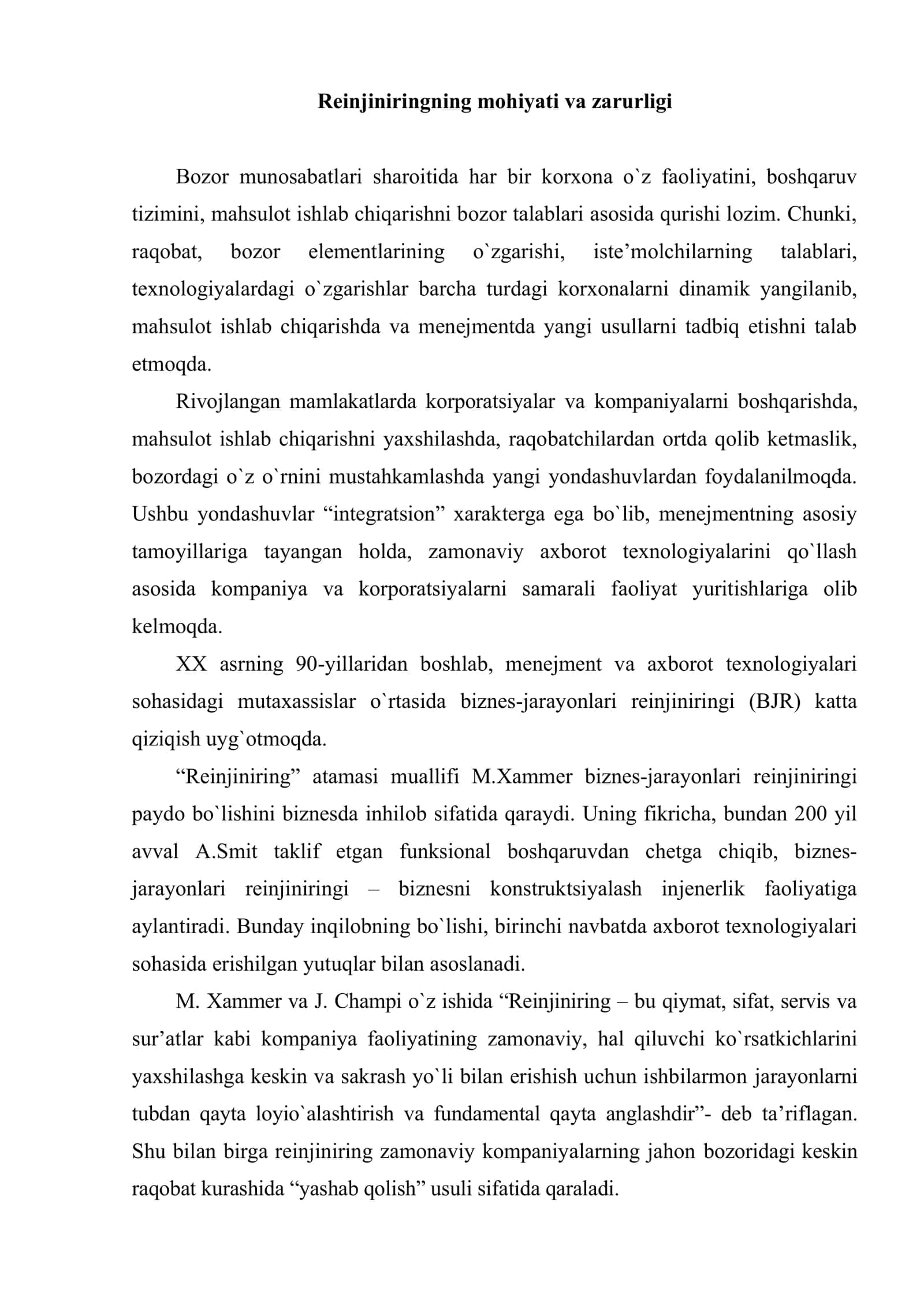 Korporativ tuzilmalar biznes-jarayonlari reinjiniringi 2