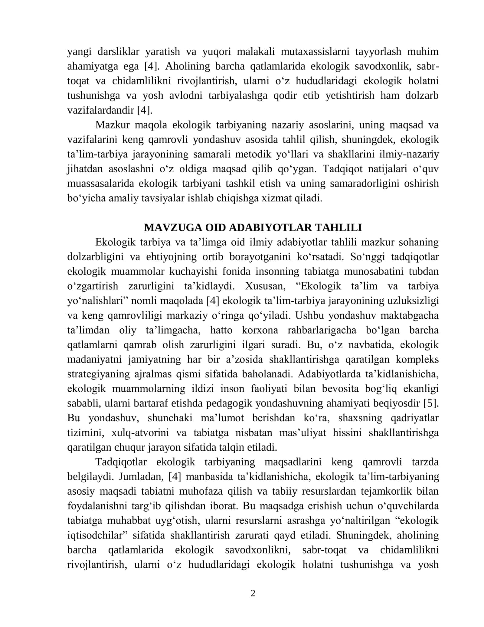 EKOLOGIK TARBIYA: MAQSADI VA METODIK YOʻLLARI 2