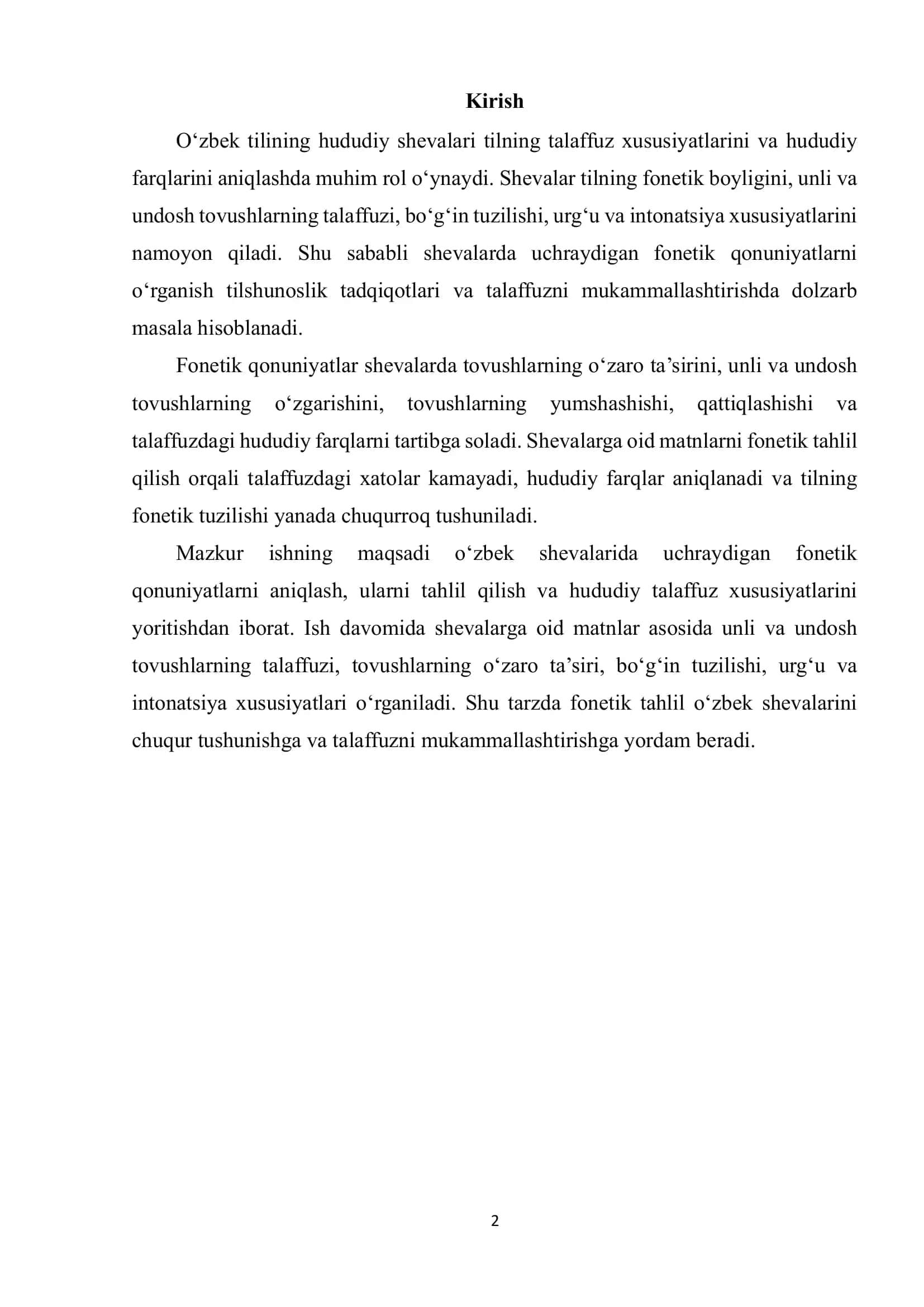 O‘zbek shevalarida uchraydigan fonetik qonunivatlar ustida ishlash 2