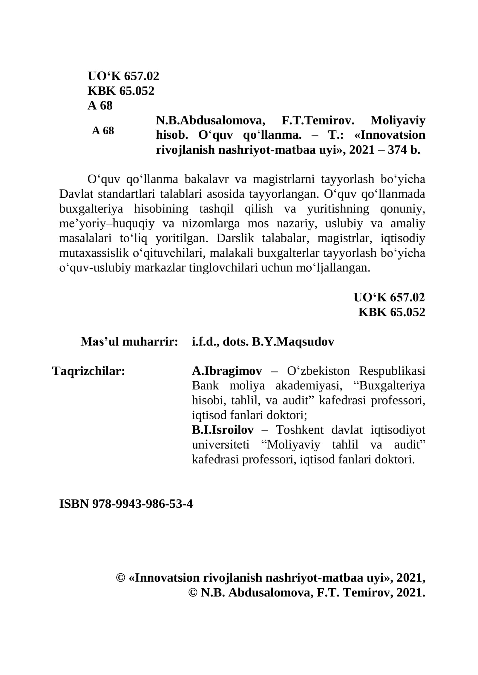 Moliyaviy hisob 2