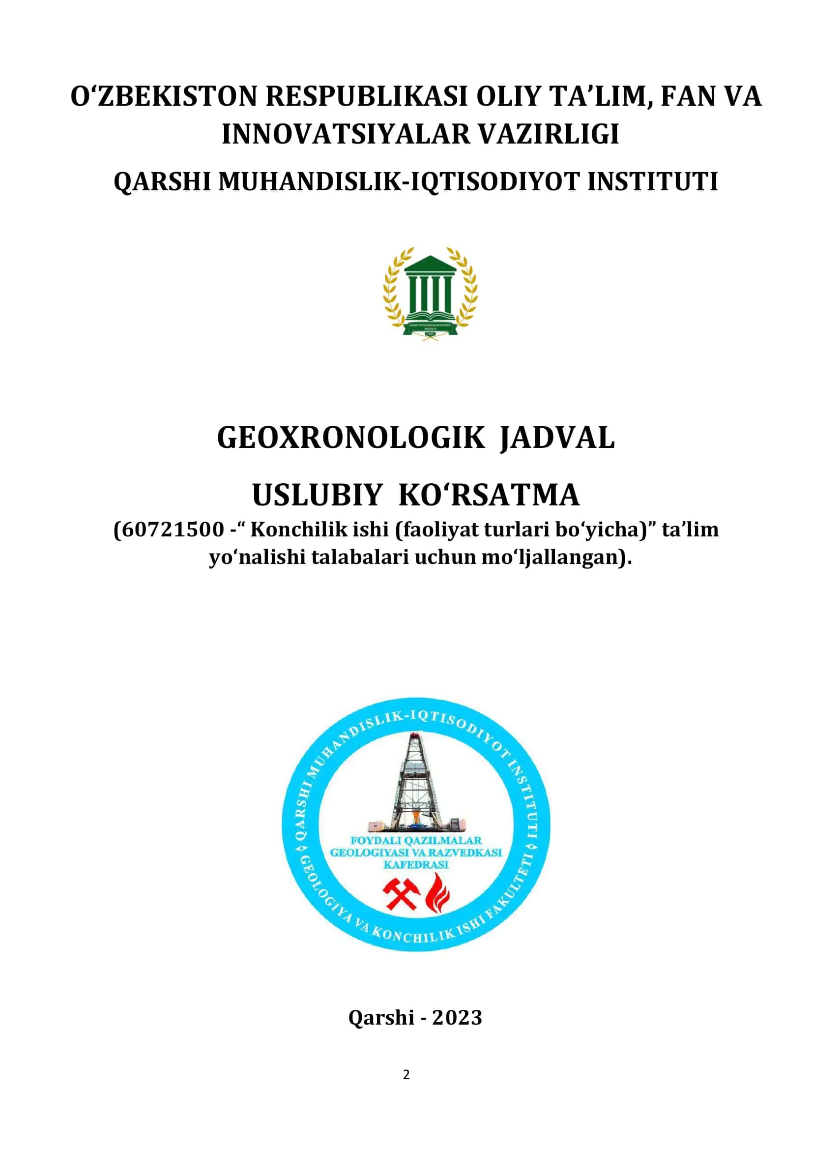 Geoxronologik Jadval Uslubiy Ko‘rsatma 2
