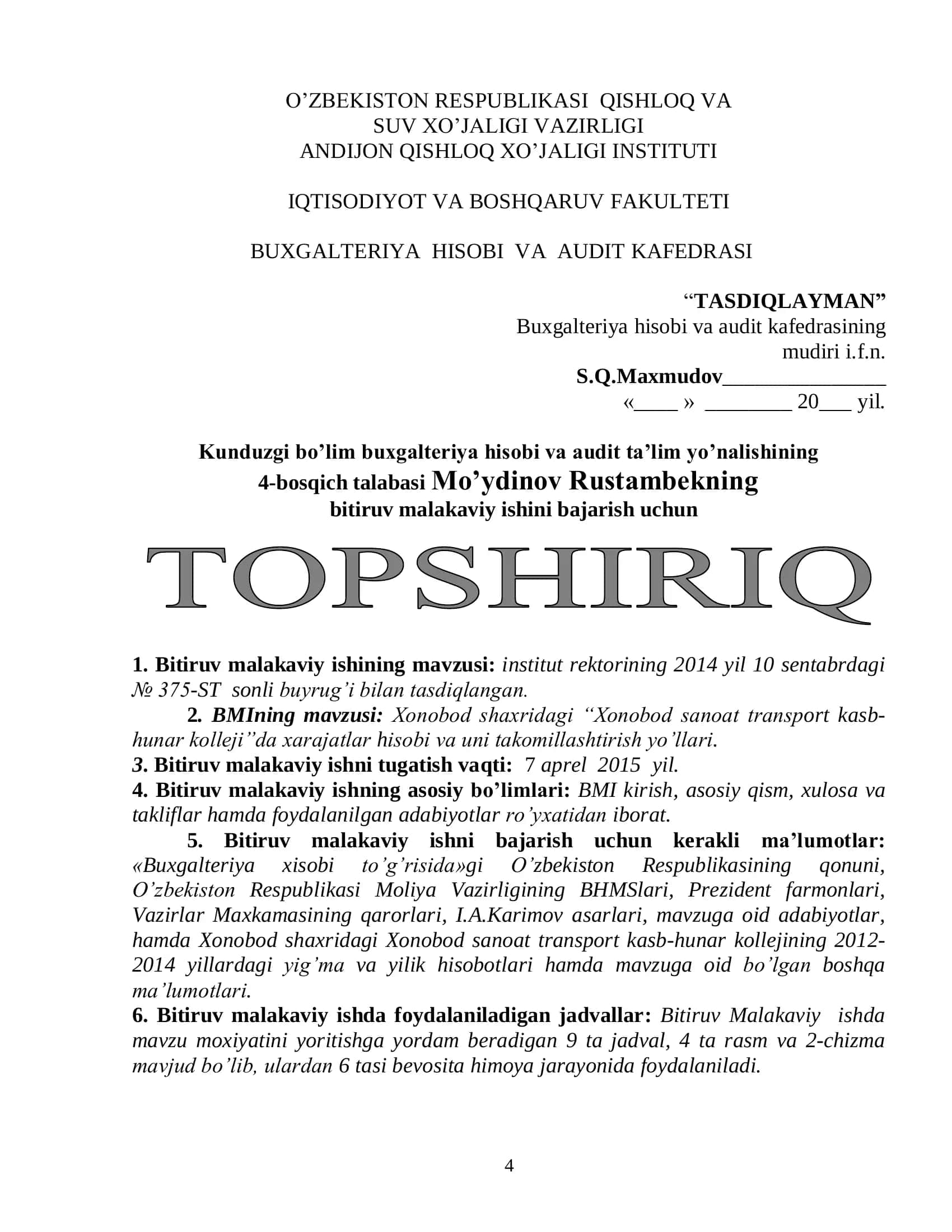 XONOBOD SANOAT TRANSPORT KASB-HUNAR KOLLEJIDA XARAJATLAR HISOBI VA UNI TAKOMILLASHTIRISH YO’LLARI 2