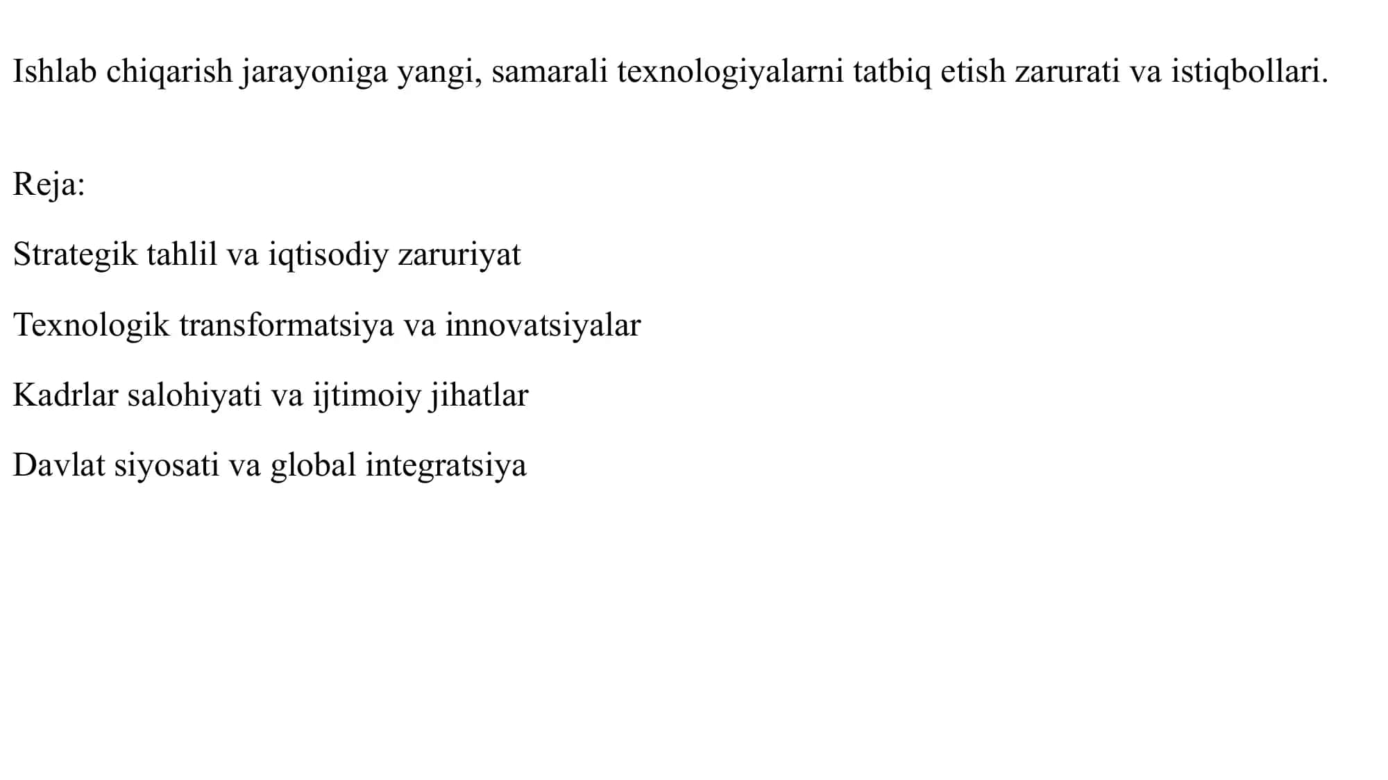 Stratejik tahlil va iqtisodiy zaruriyat 2