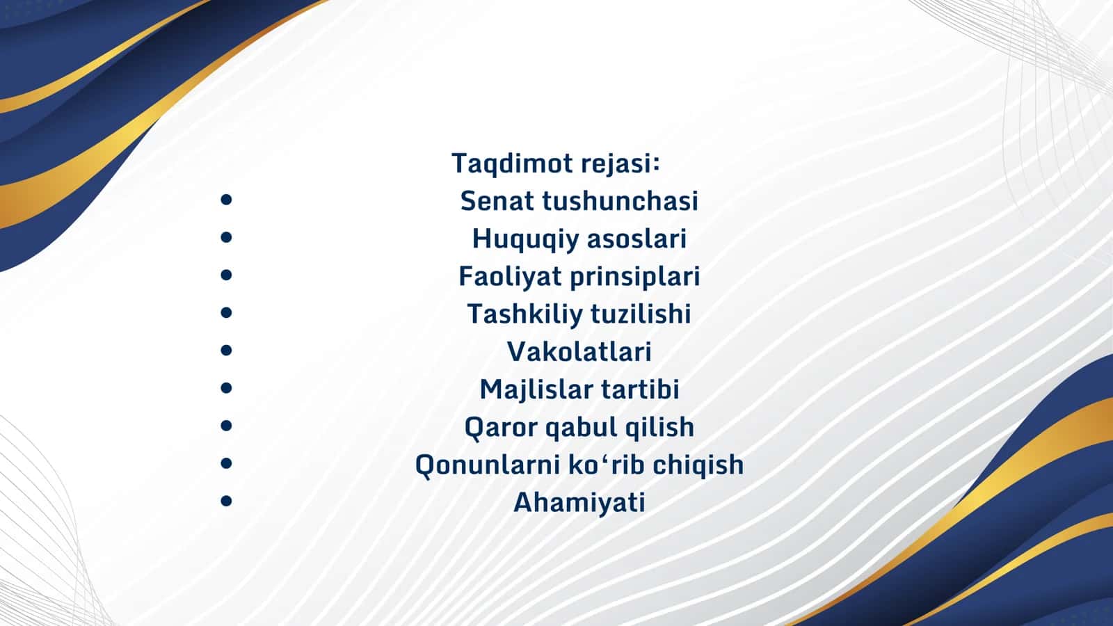 O‘ZBEKISTON RESPUBLIKASI OLIY MAJLISI SENATINING REGLAMENTI TO‘G‘RISIDA 2