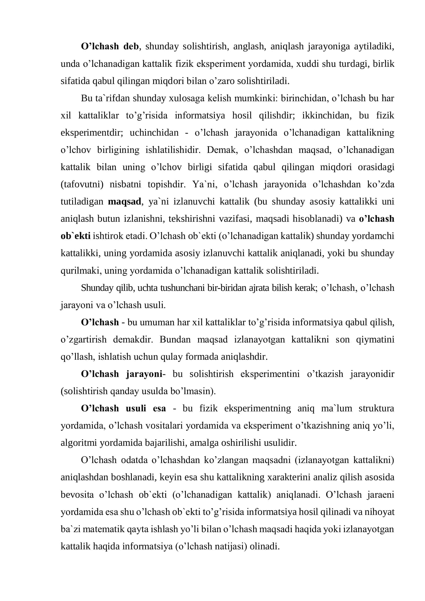 5-Ma`ruza. O’lchashning turlari va usullari 2