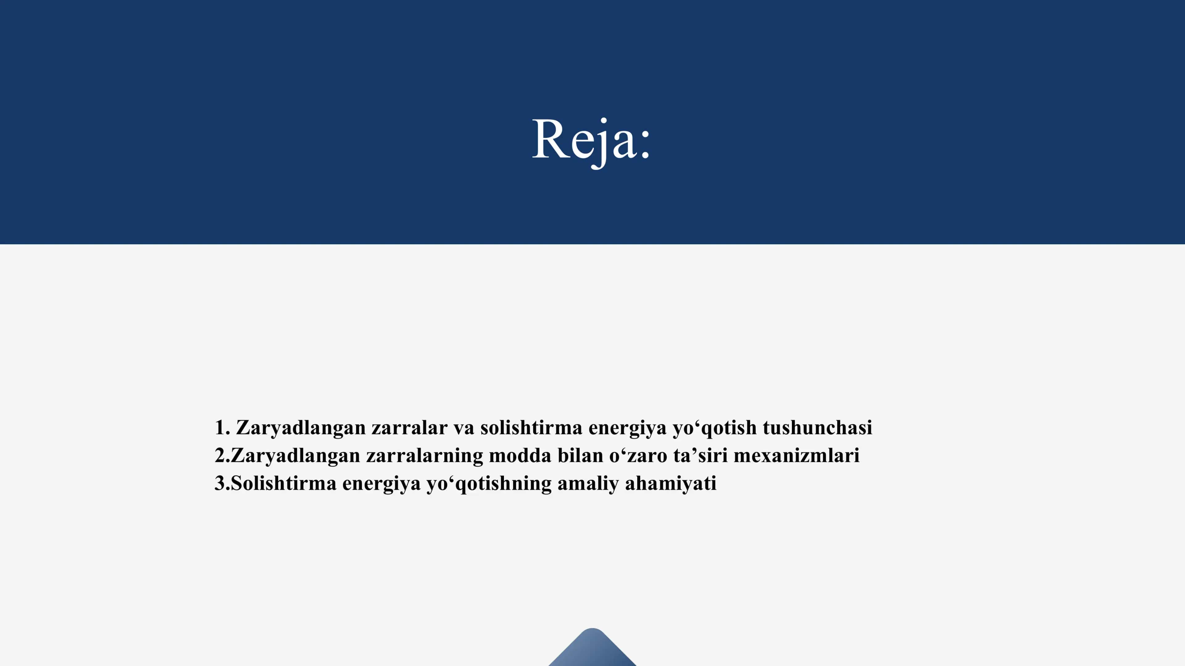 Zaryadlangan zarralarning solishtirma energiya yo’qotishi 2