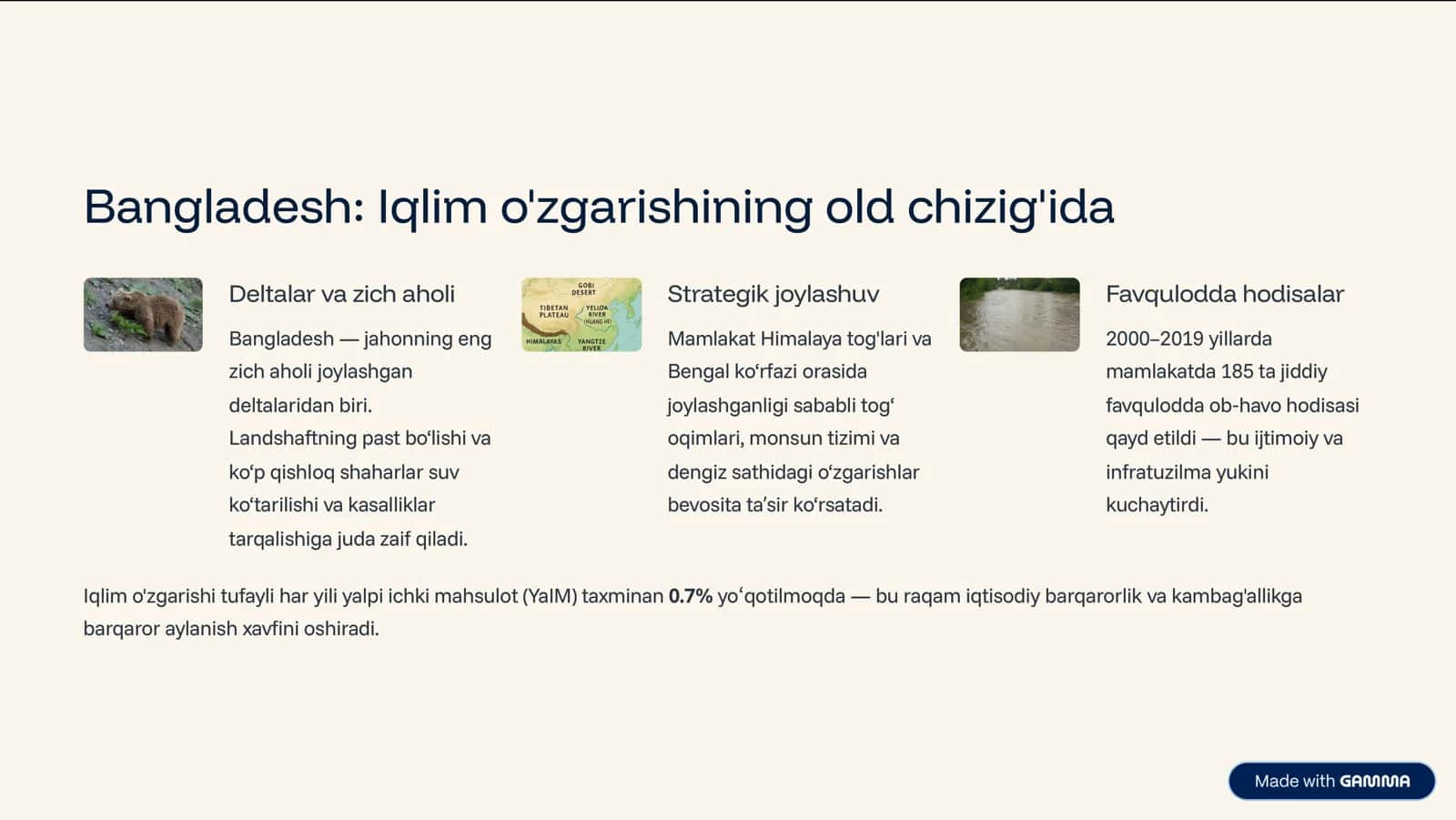 Bangladesh: Iqlim o'zgarishining old chizig'ida 2