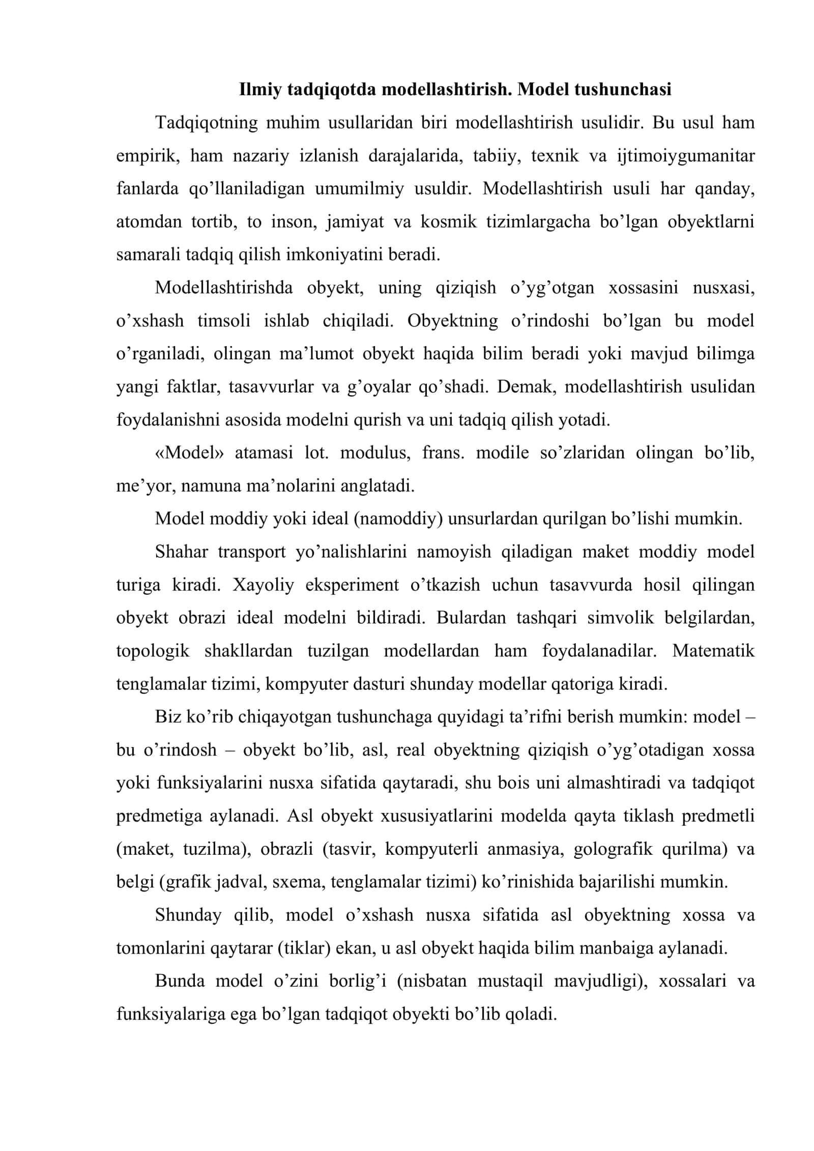 Ilmiy tadqiqotda modellashtirish va nazariy tadqiqot usullari 2