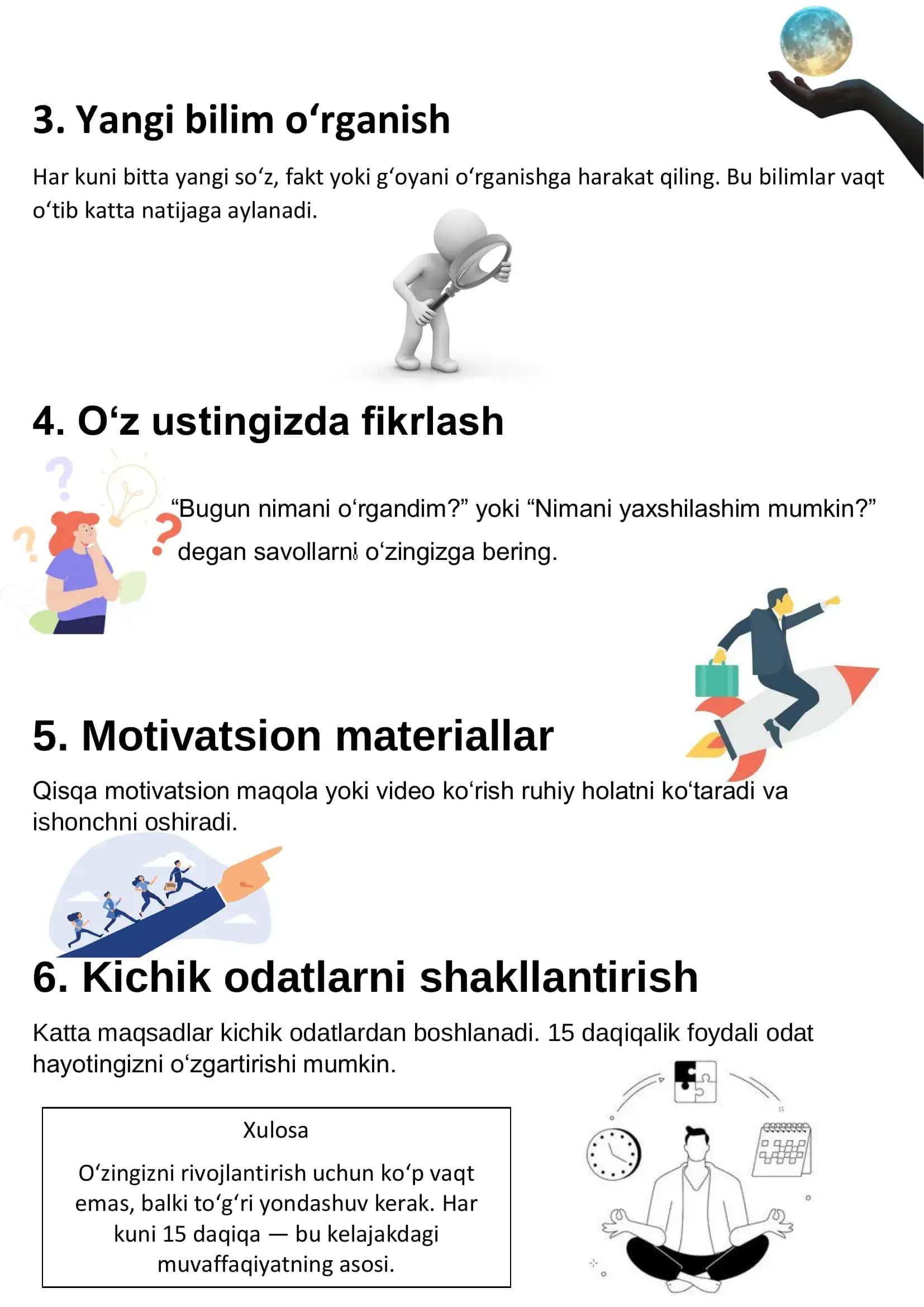 Har kuni 15 daqiqada o‘zingni rivojlantirishning 6 usuli 2