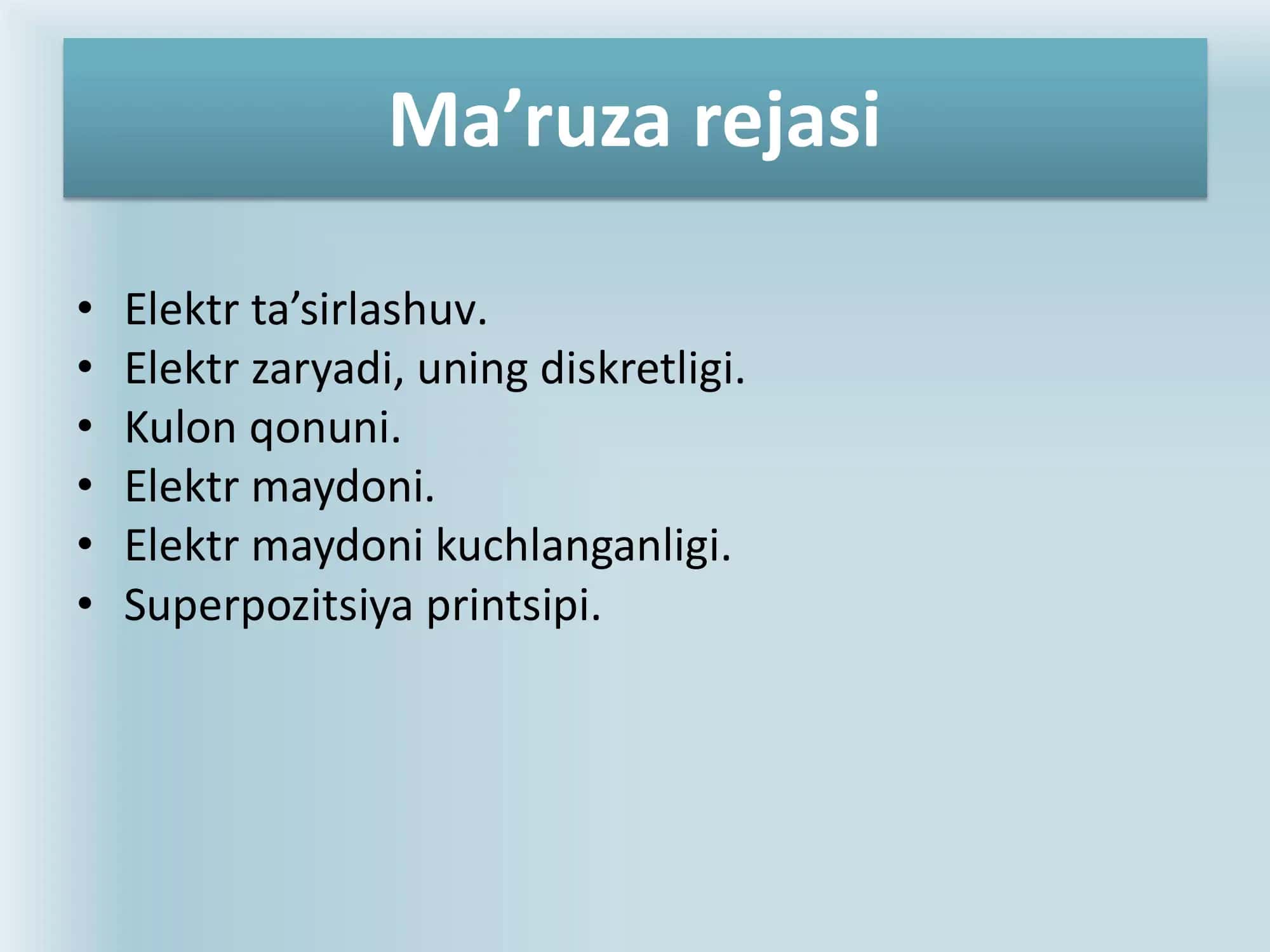 Elektr o‘zaro ta’sirlar 2