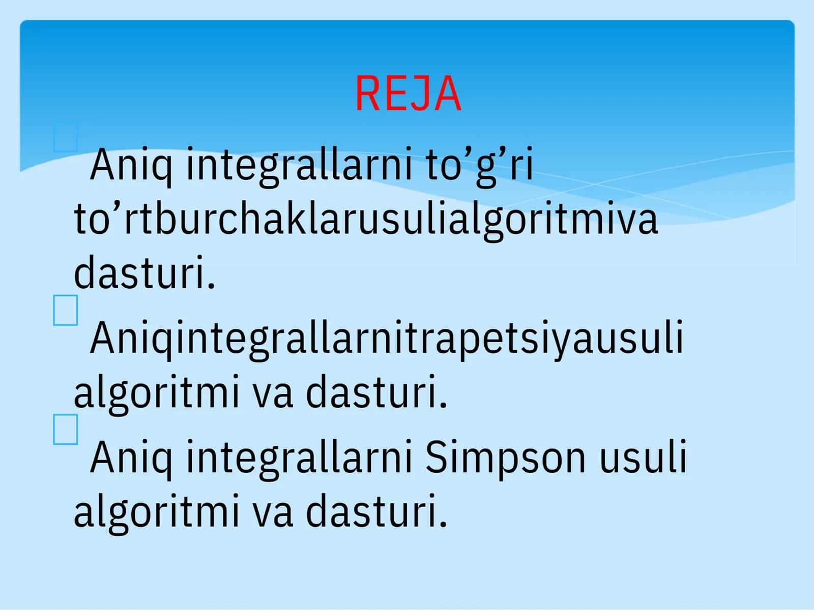 Aniq integrallarni Simpson usuli algoritmi va dasturi 2