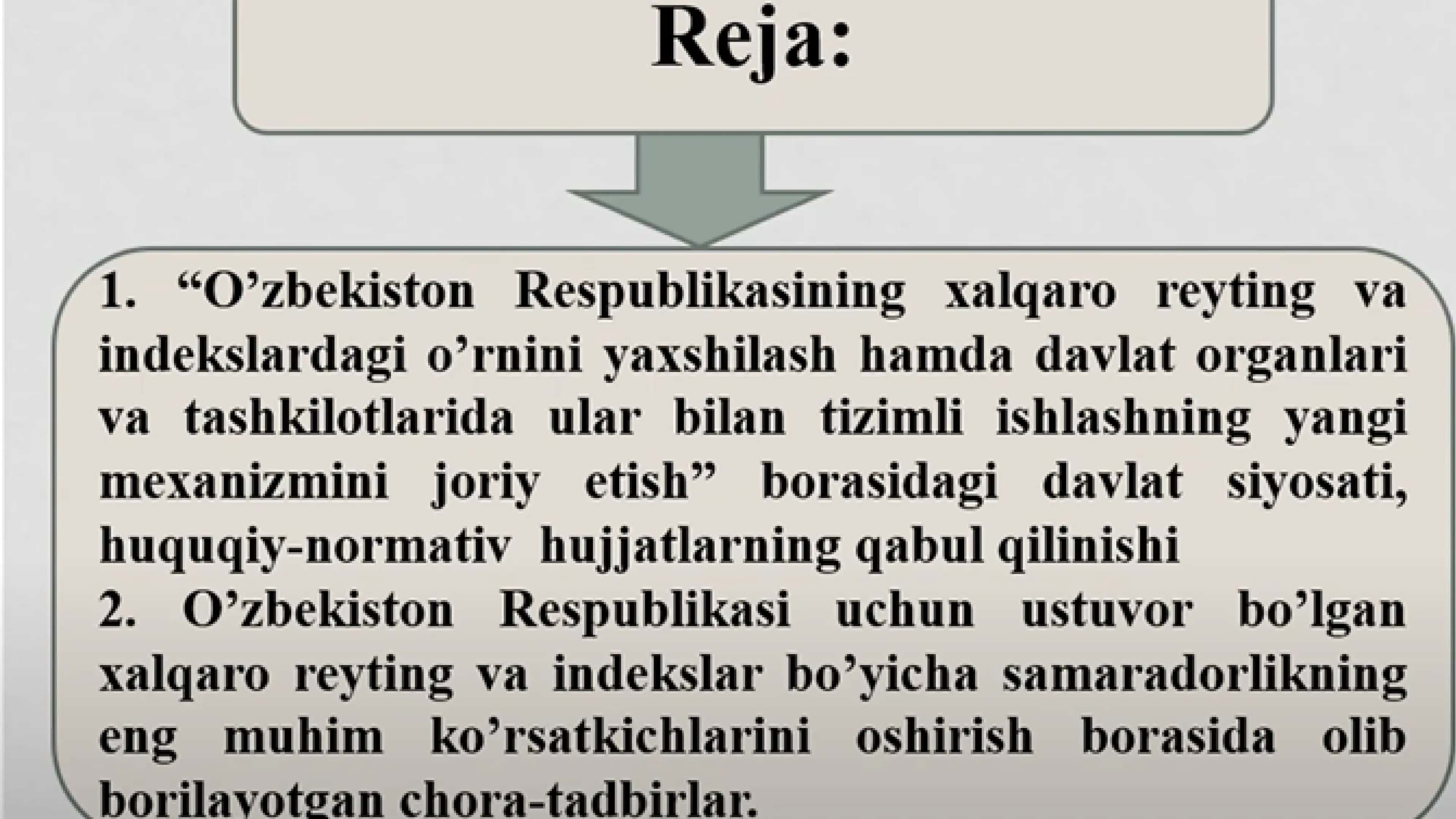 Xalqaro reyting tizimida ta'lim sohasida islohotlar 2