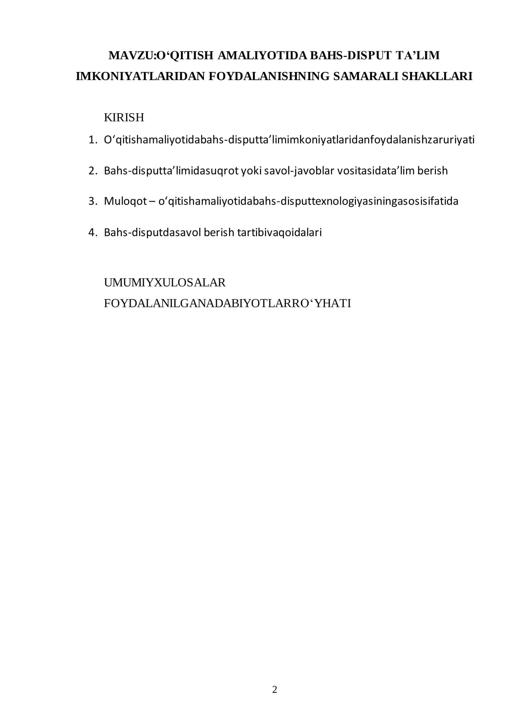 O„qitish amaliyotida bahs-disput ta‟lim imkoniyatlaridan foydalanishning samarali shakllari 2