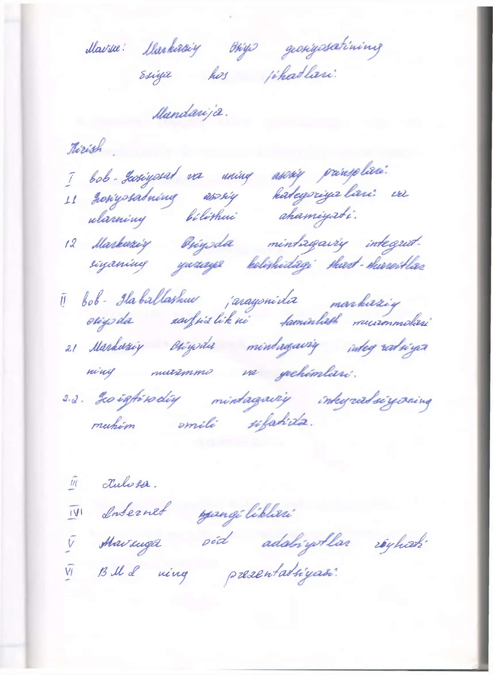 Milliy g’oya, mahnaviyat asoslari va huquq ta’limi vo’nalishi IV-kurs 401- gurux talahasi 2