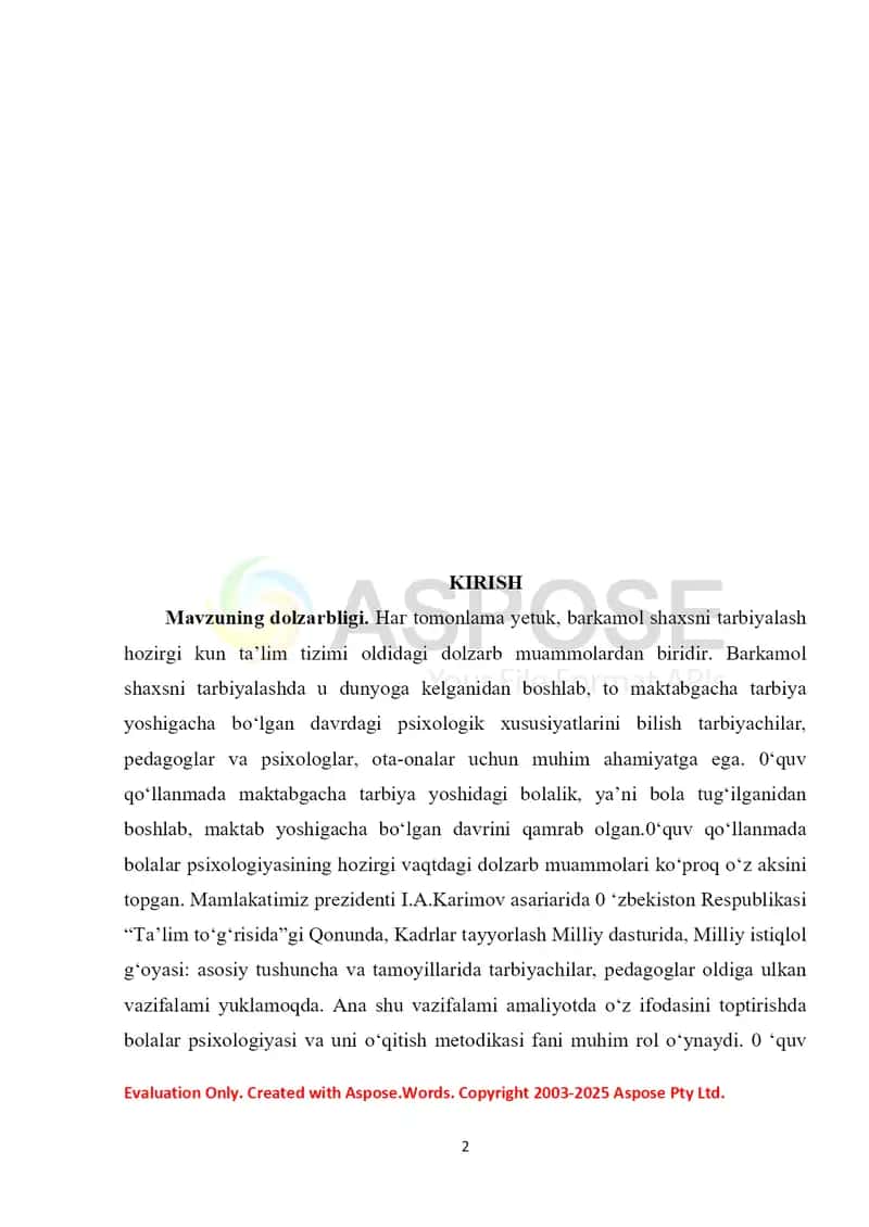 Bolalar psixologiyasi vazifalari va tarkibiy tuzilishi 2