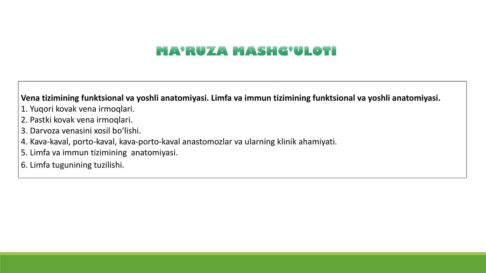 VENOZ TIZIMI 2