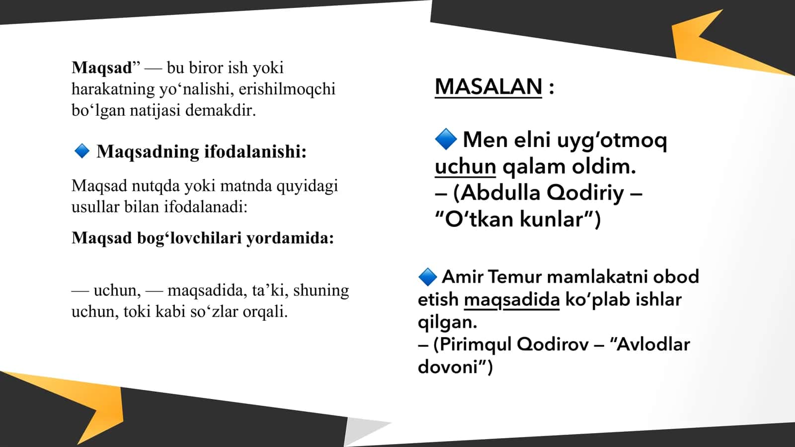maqsad ma'nosini ifodalash 2