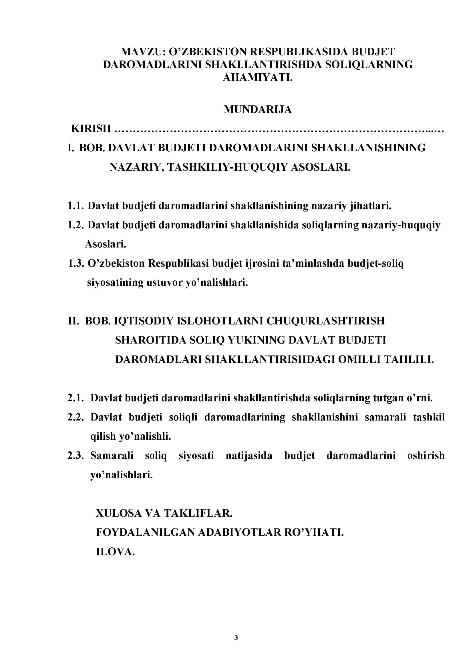 O'ZBEKISTON RESPUBLIKASIDA BUDJET DAROMADLARINI SHAKLLANTIRISHDA SOLIQLARNING AHAMIYATI 2
