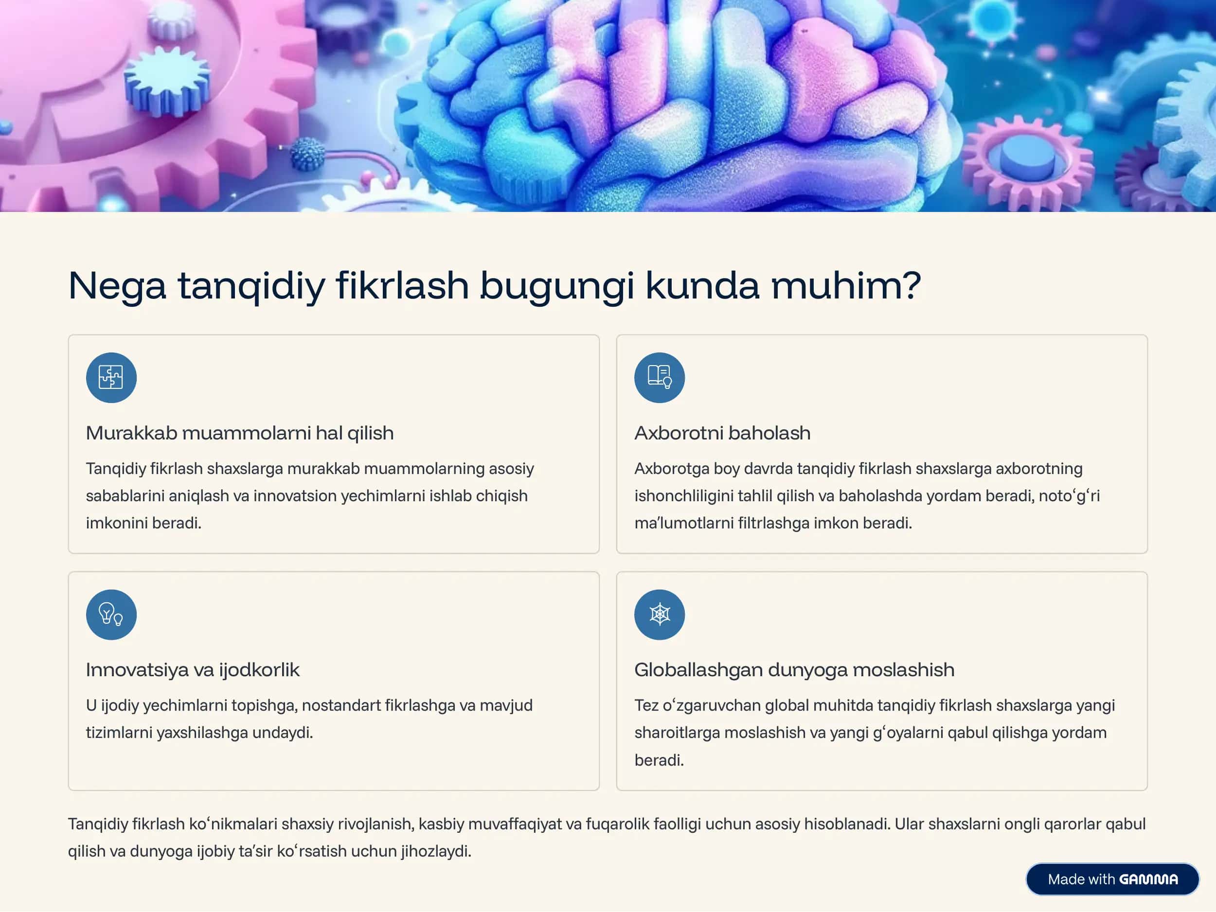 Tanqidiy fikrlashni rivojlantiruvchi ta¾lim texnologiyalari 2
