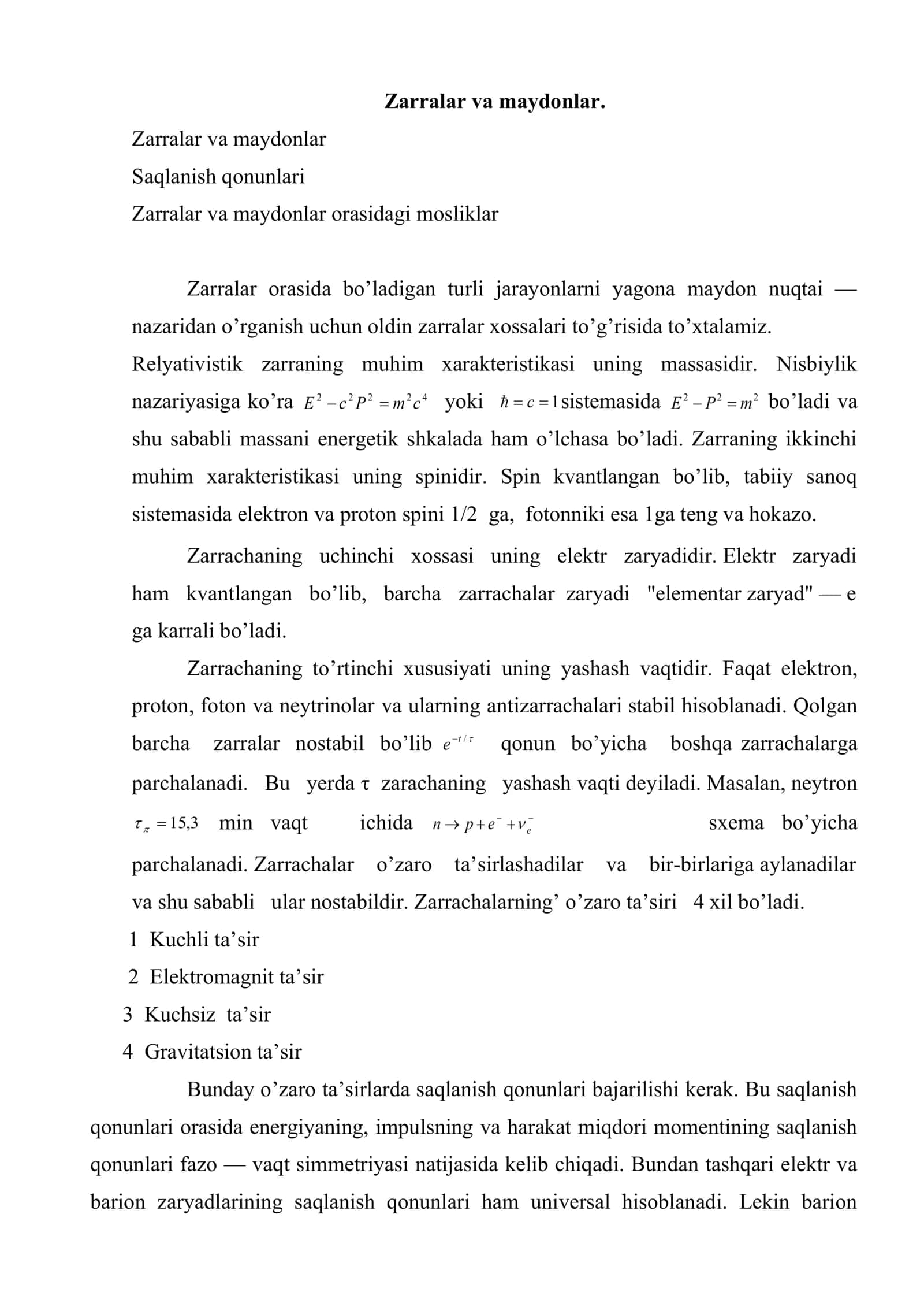 Zarralar va maydonlar 2