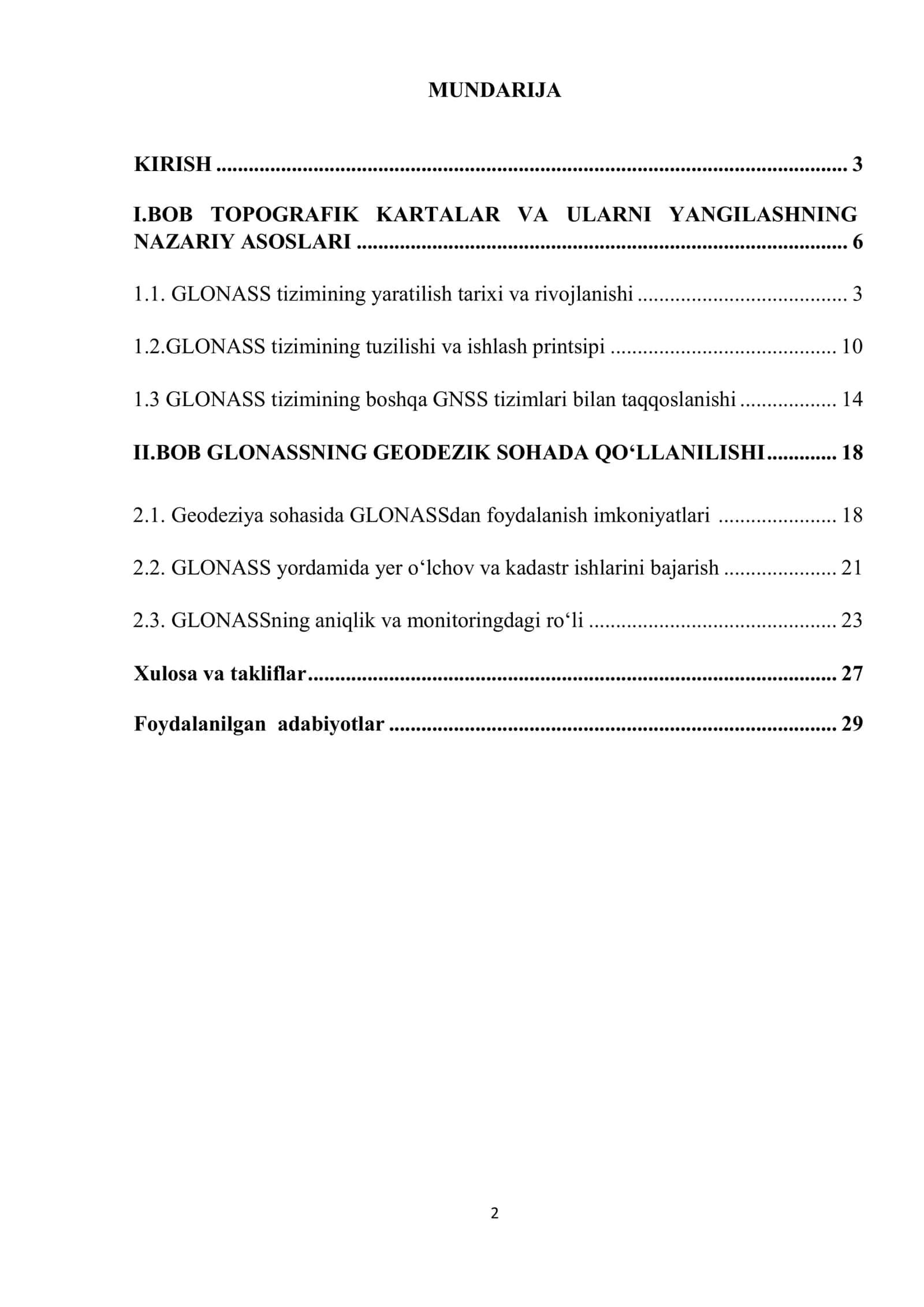 GLONASSning geodezik imkoniyatlari 2