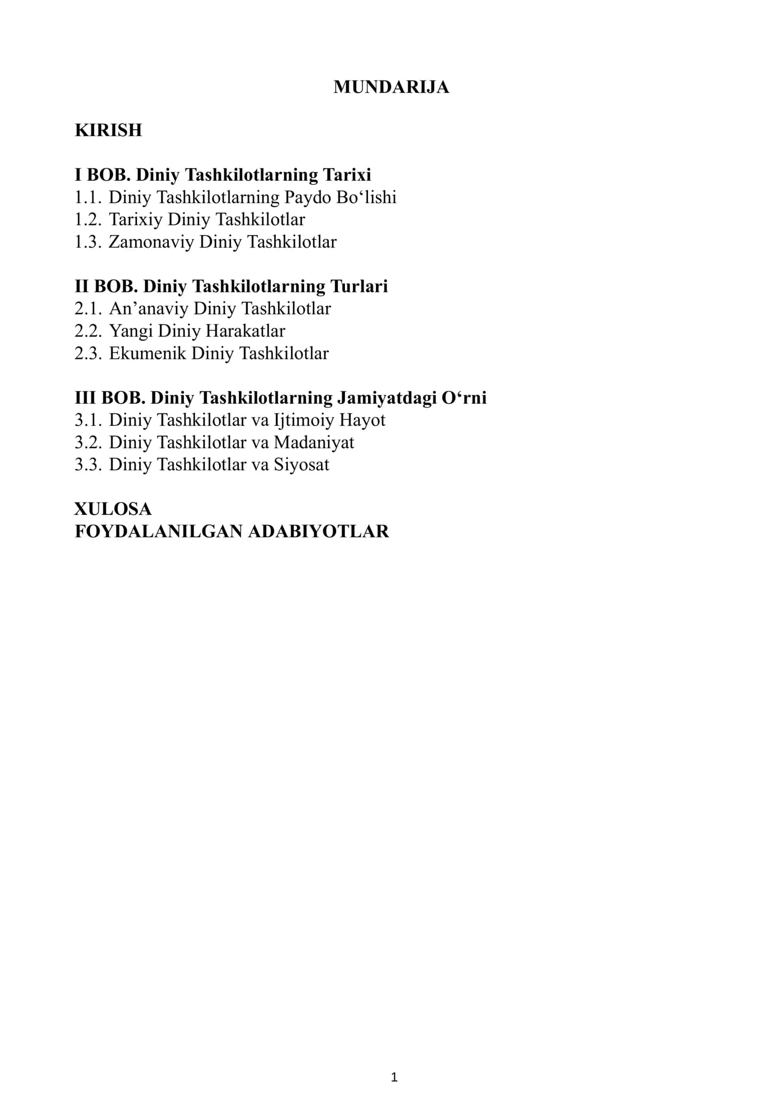Diniy Tashkilotlarning Turlari 2