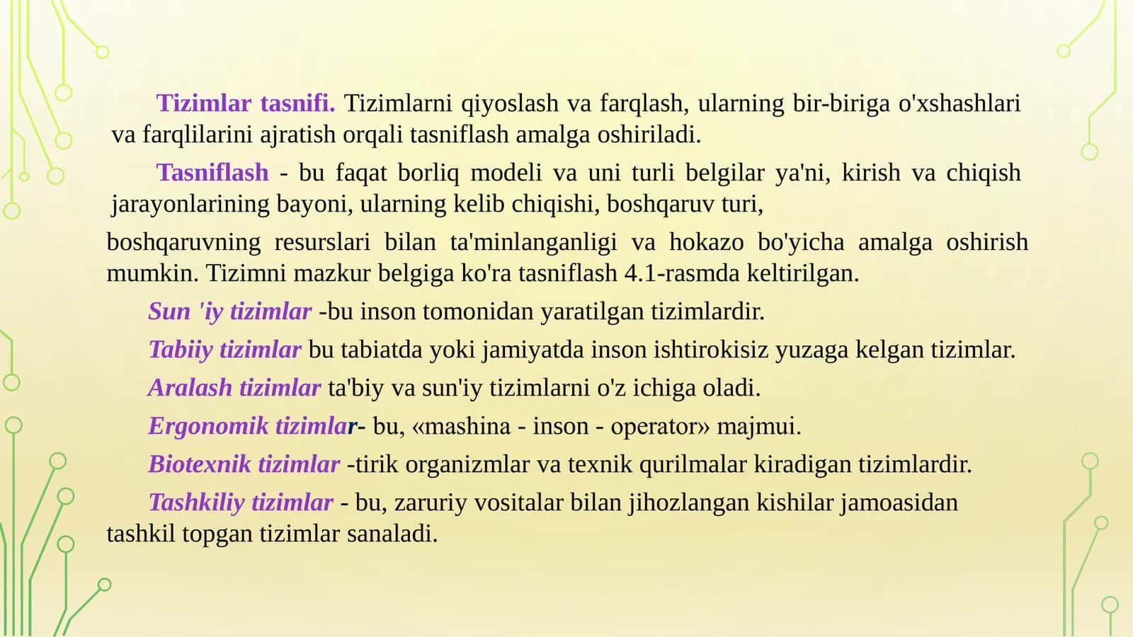 TIZIM TASNIFI 2