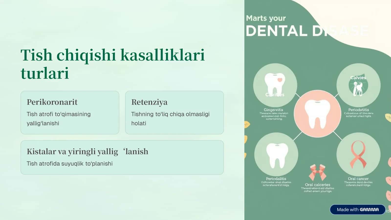 Tish chiqishi kasalliklarida davolash taktikasini tanlash 2