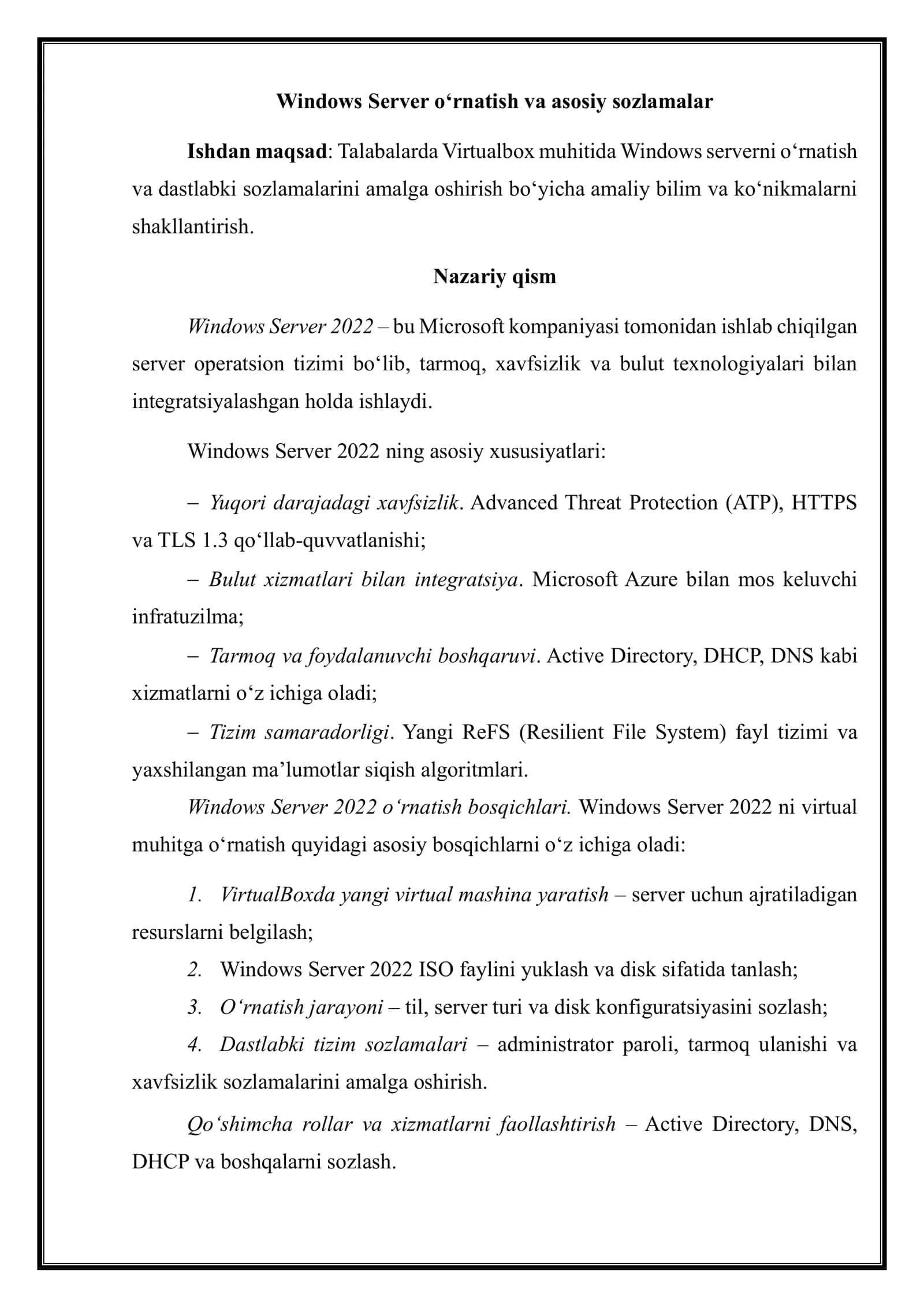 2-AMALIY ISH Fan: Server Administration 2