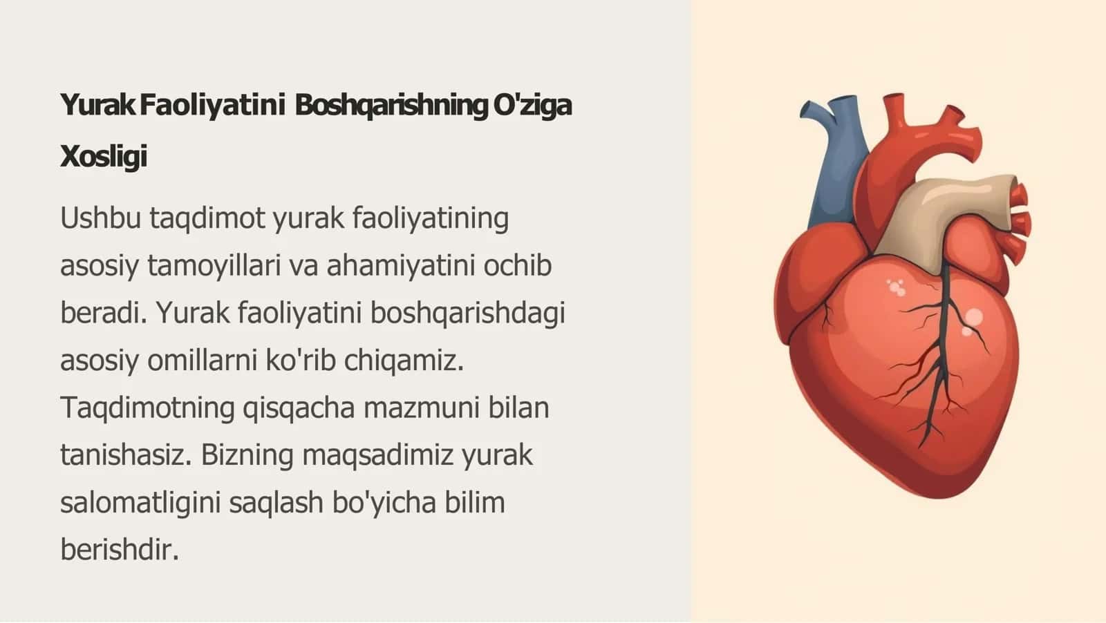 Fizalogiya fanidan maruza slayti. YurakFaoliyatini BoshqarishningO'ziga Xosligi 2