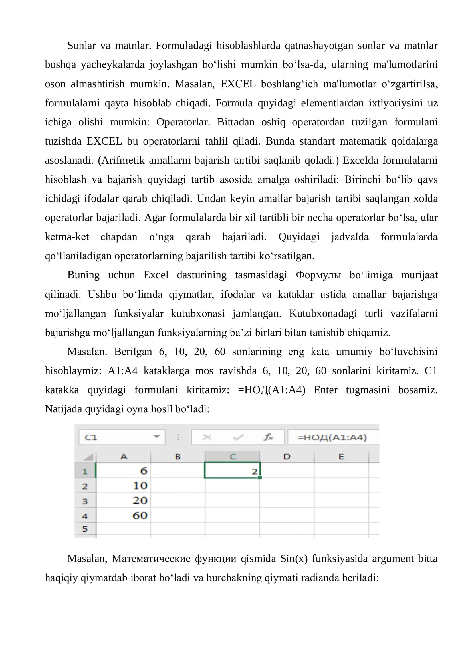 Microsoft Excel Mantiqiy Funktsiyalar 2