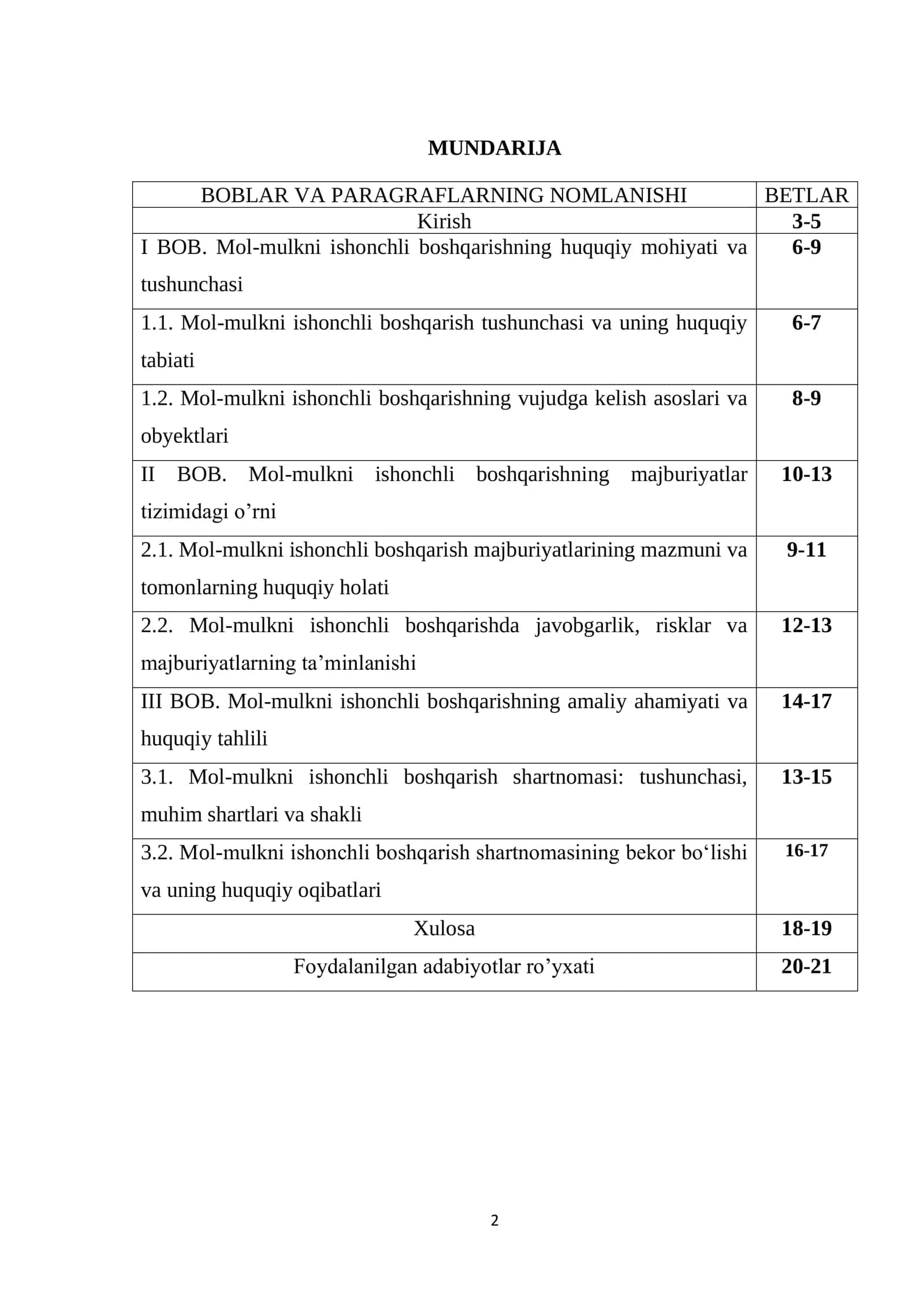 Mol-mulkni ishonchli boshqarish tushunchasi va majburiyatlar tizimida tutgan o’rni 2