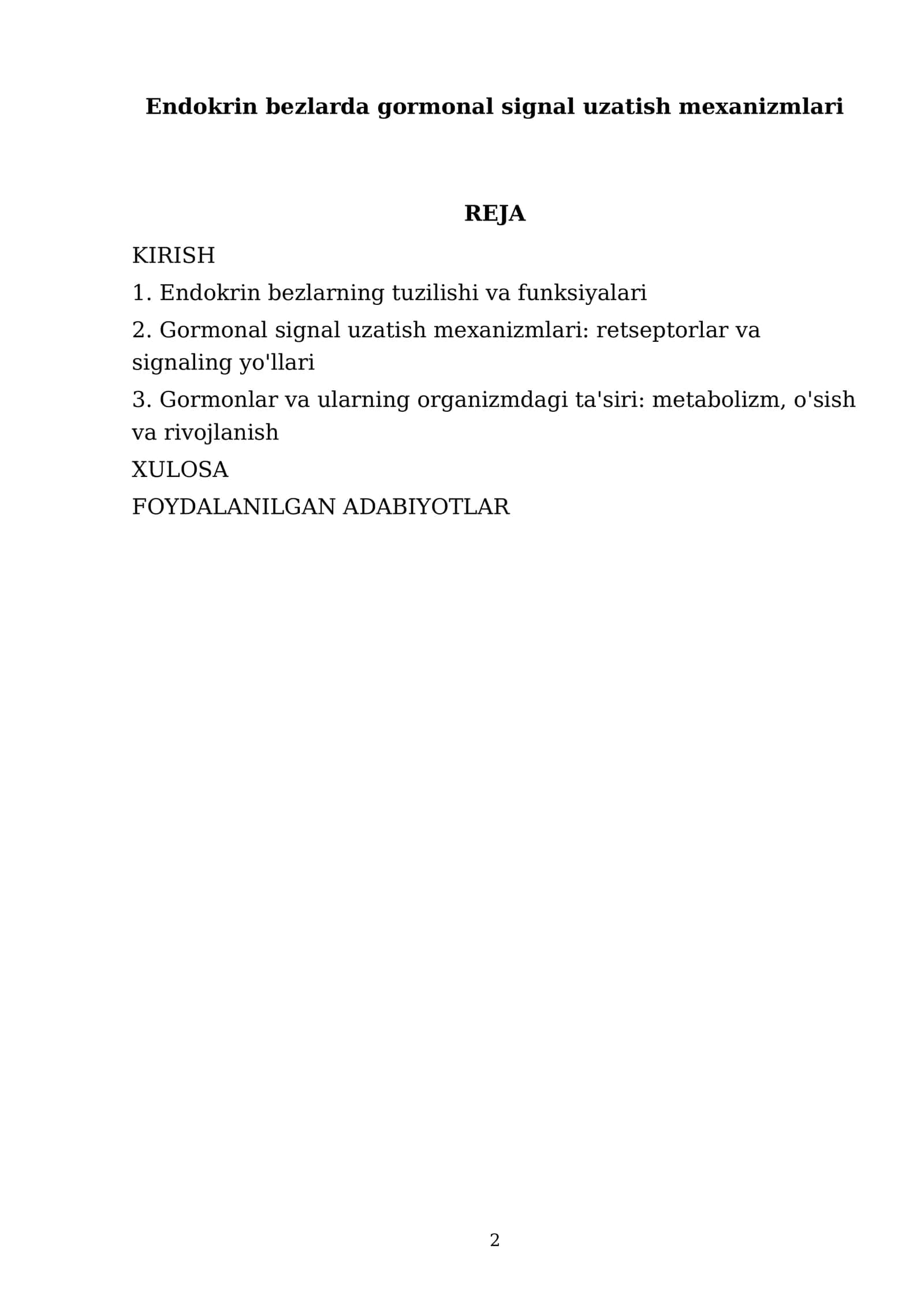 Endokrin bezlarda gormonal signal uzatish mexanizmlari 2
