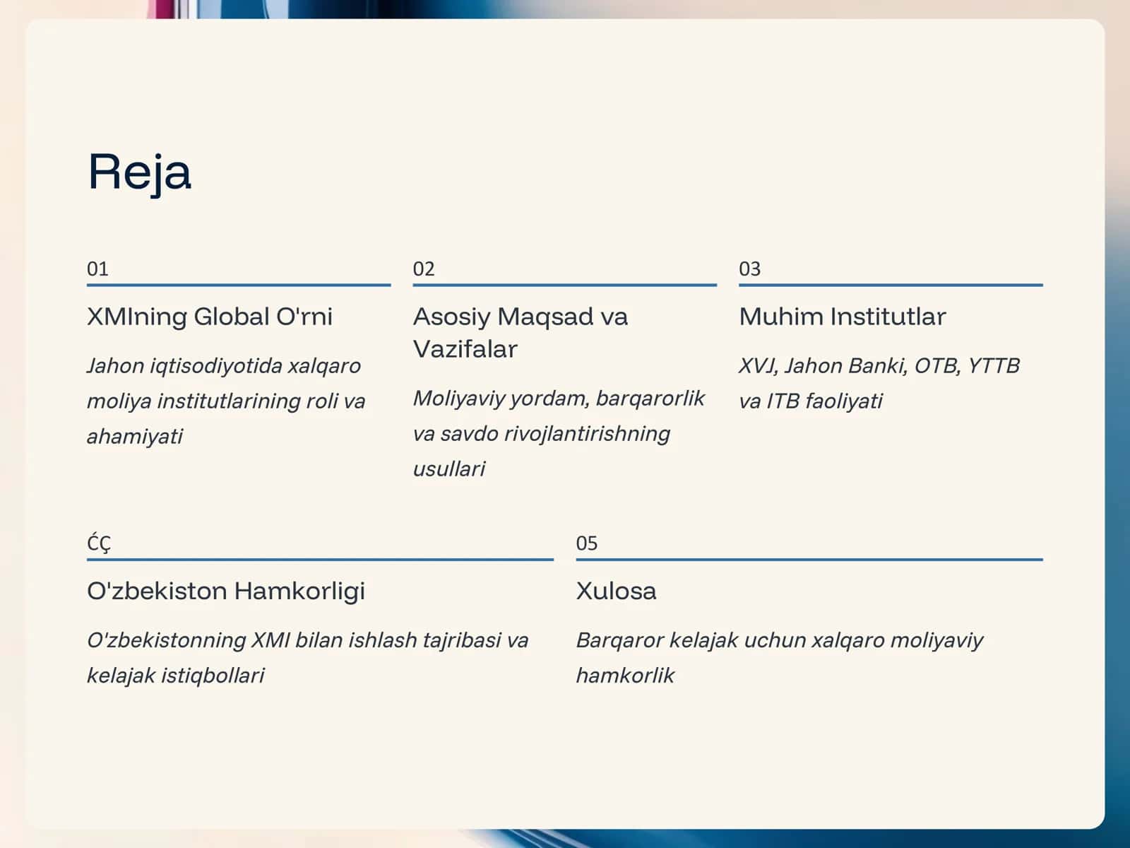 Jahon Iqtisodiyotida Xalqaro Moliya Institutlarining O'rni 2