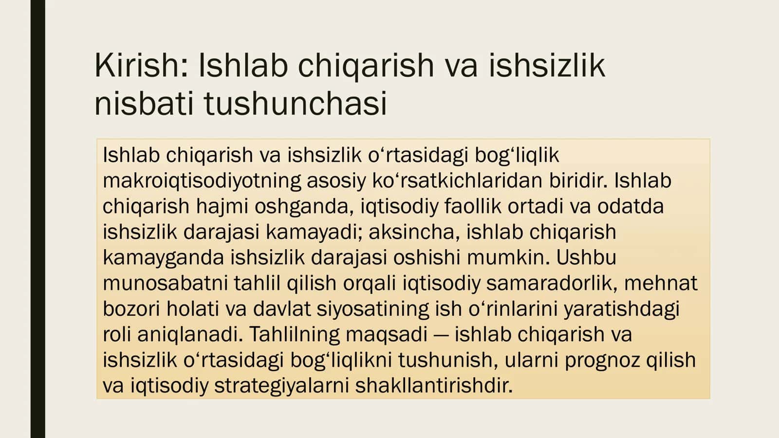 ISHLAB CHIQARISH VA ISHSIZLIK NISBATI 2