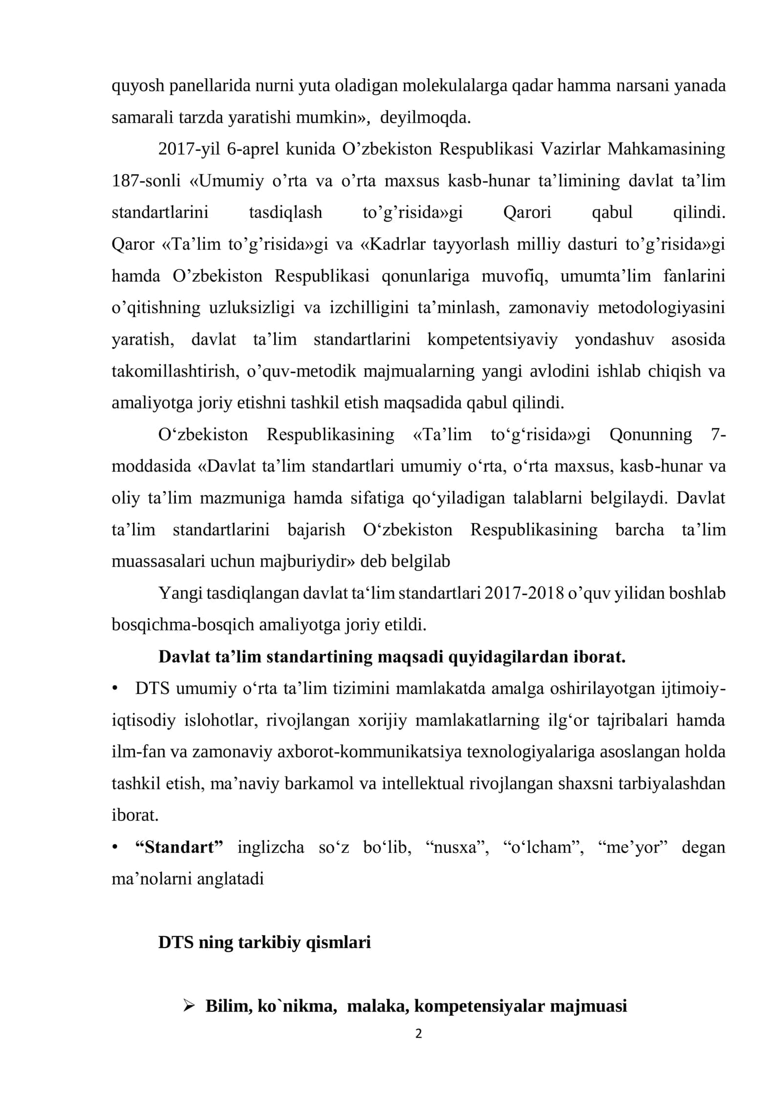 6-MODUL: FANDAGI YANGILIKLAR, FANNI O’QITISHNING 2