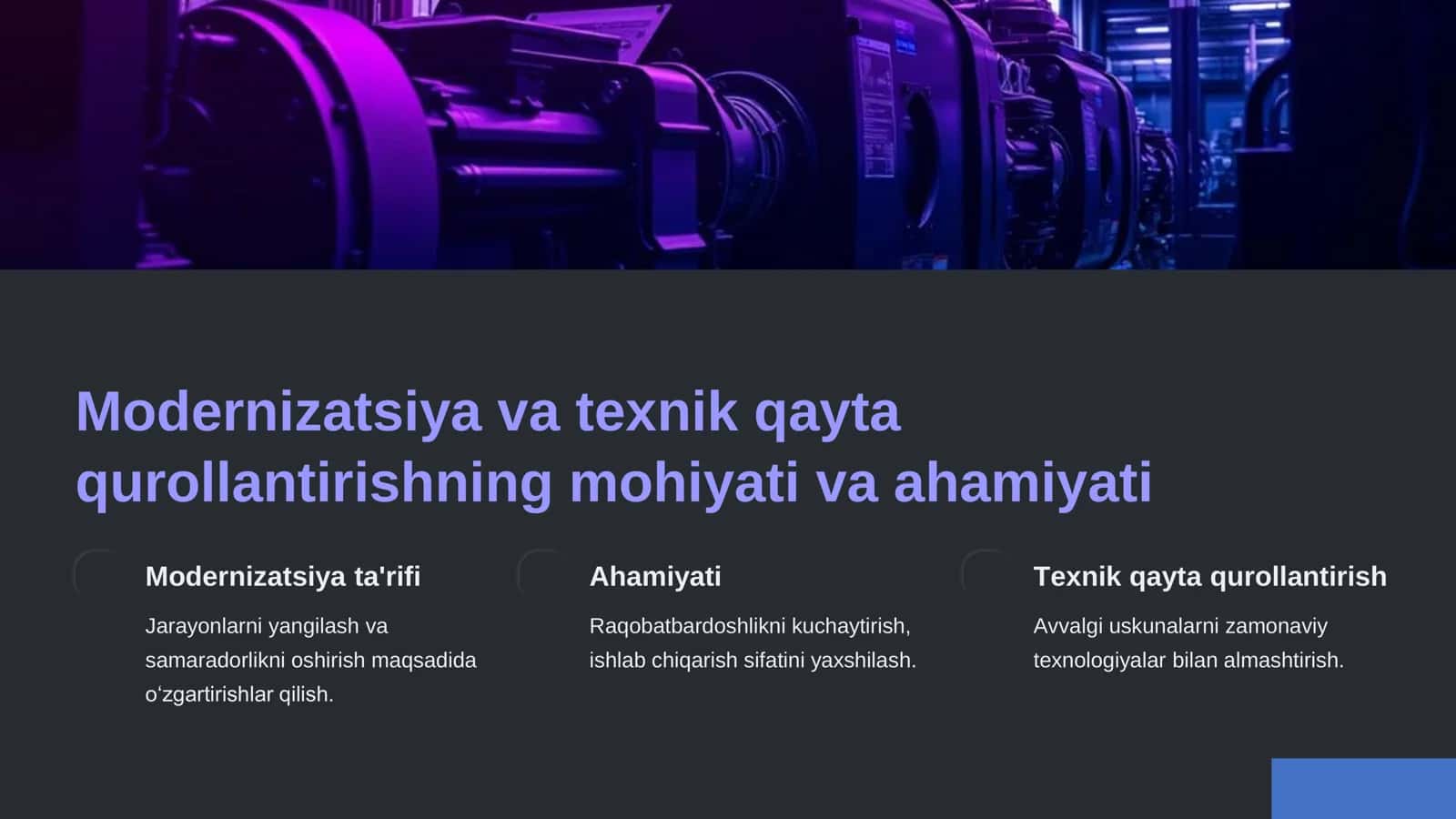 Korxonalarni modernizatsiyalash va texnik qayta qurollantirishning samaradorligi 2