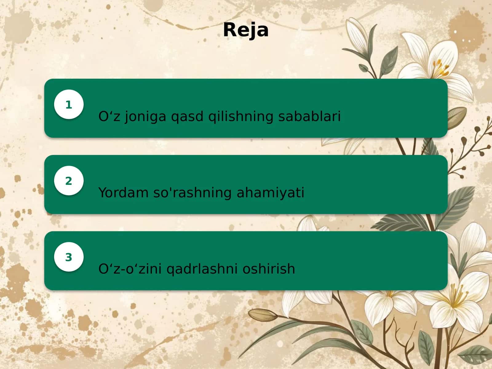 Oʻz joniga qasd qilishni oldini olish 2