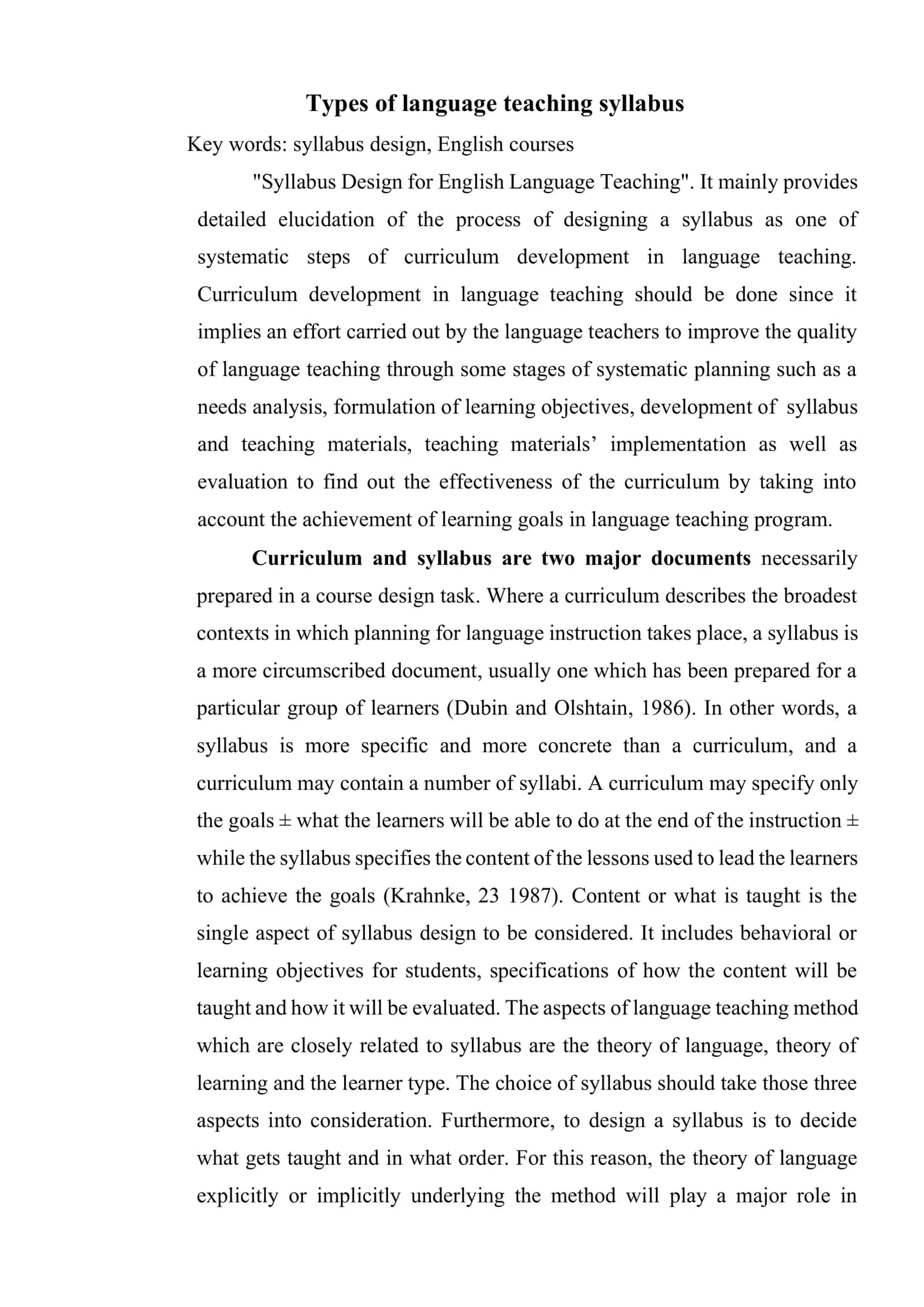 Syllabus Design for English Language Teaching 2