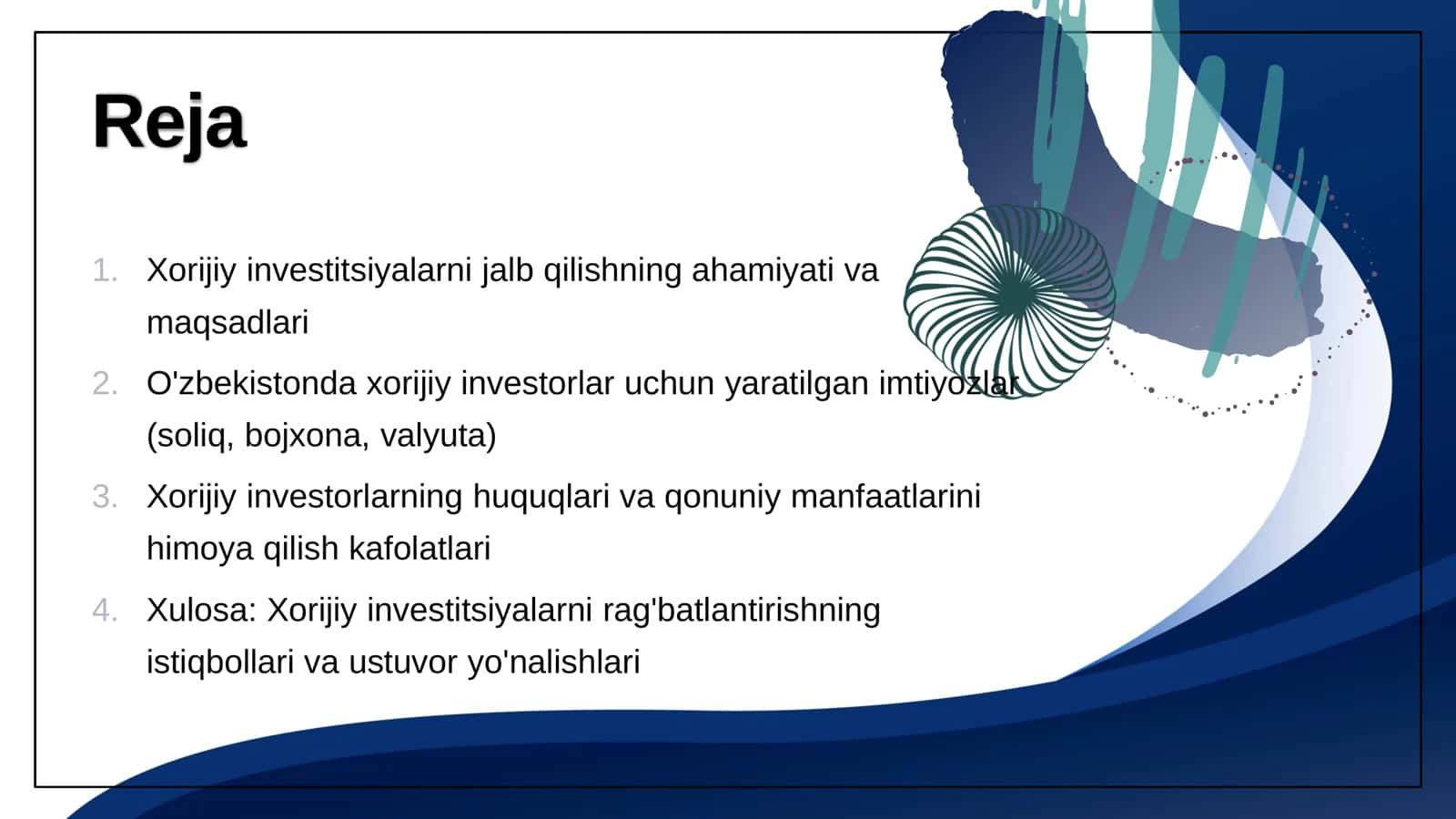 Xorijiy investorlarga beriladigan imtiyozlar va kafolatlar 2