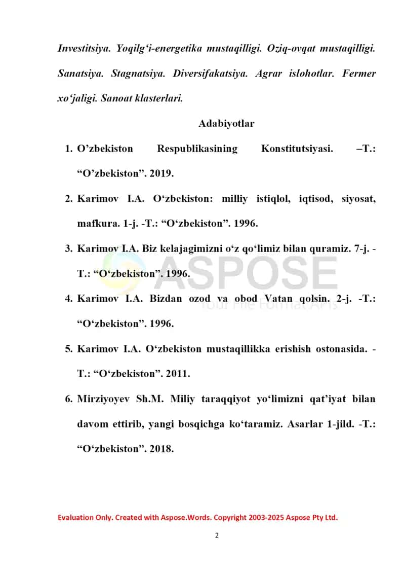 Ўзбекистонда иқтисодий ислоҳотларнинг амалга оширилиши, бозор муносабатларининг шаклланиши 2