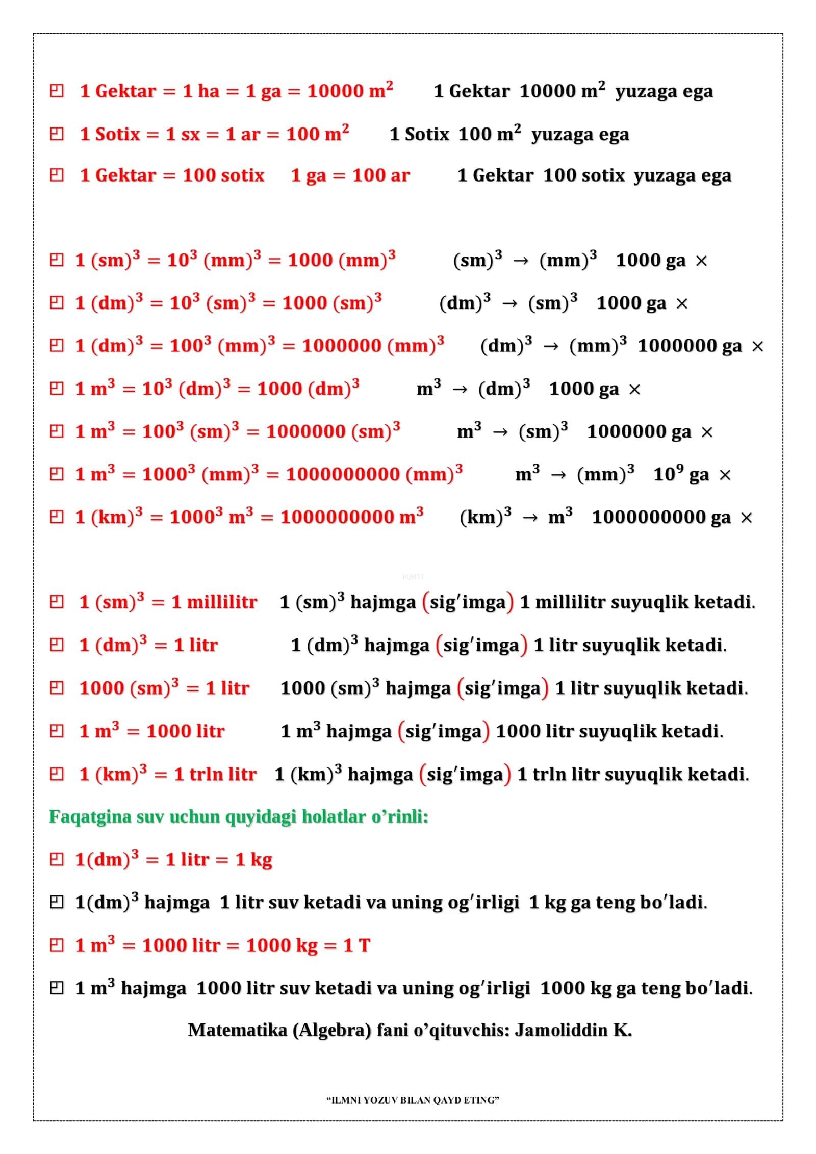 ILMNI YOZUV BILAN QAYD ETING matematika 2