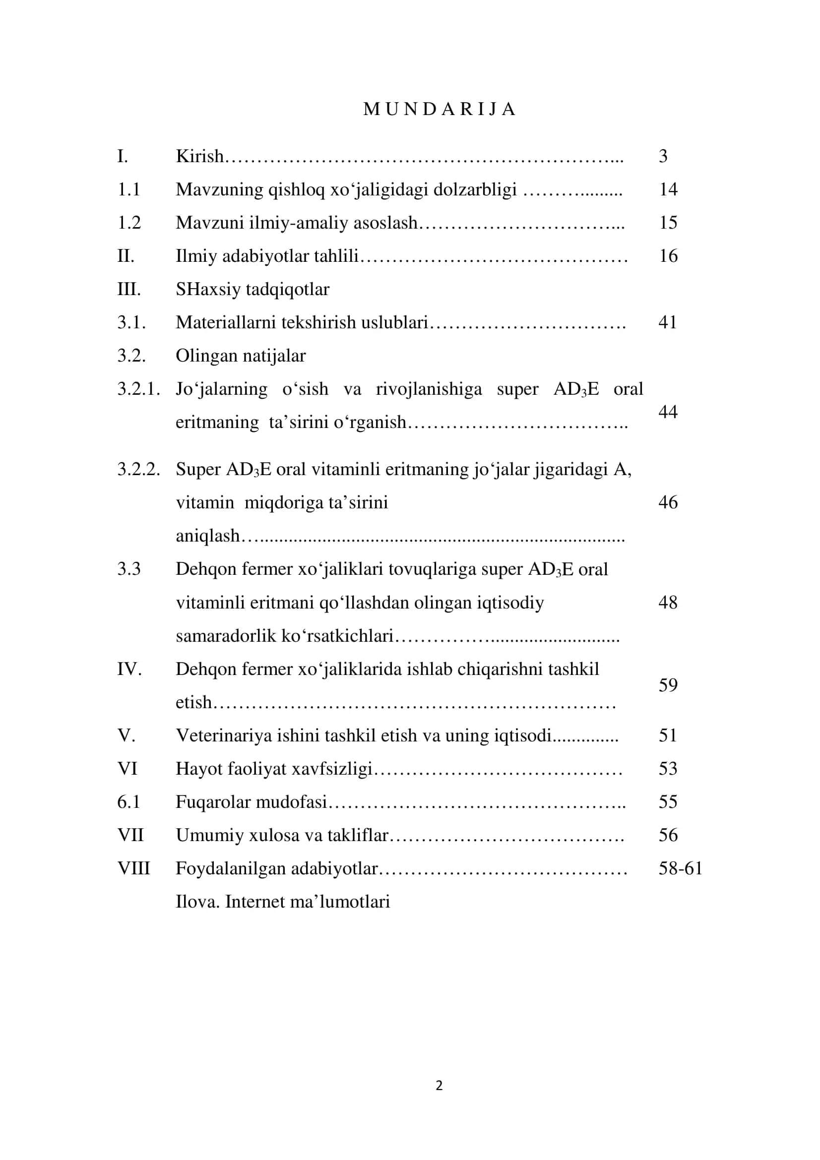 TOVUQLARNING FIZIOLOGIK HOLATLARIGA A VA D3 VITAMINLARNING TA’SIRI 2