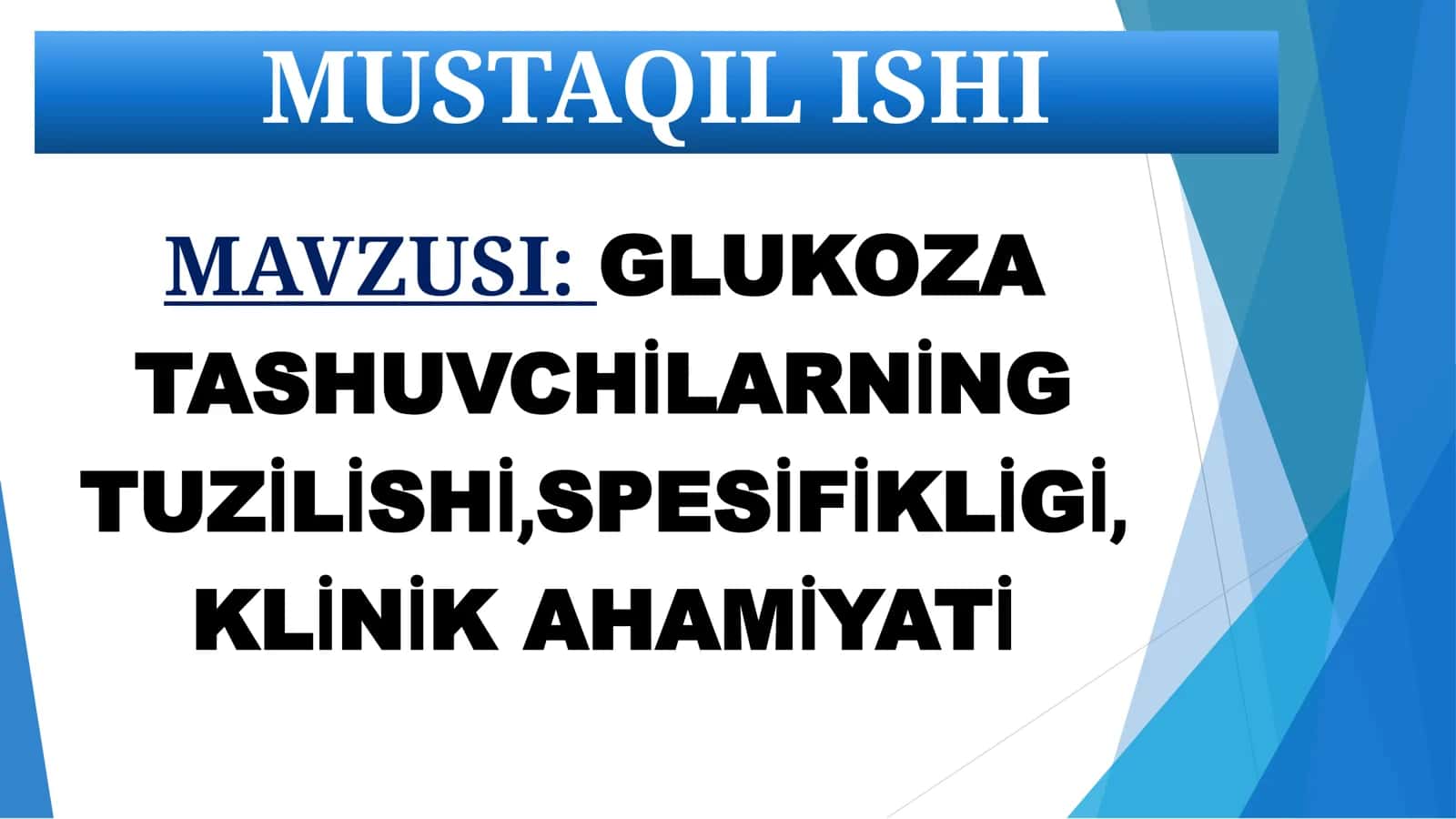 BIOKIMYO FANIDAN TAYORLAGAN MUSTAQIL ISHI 2