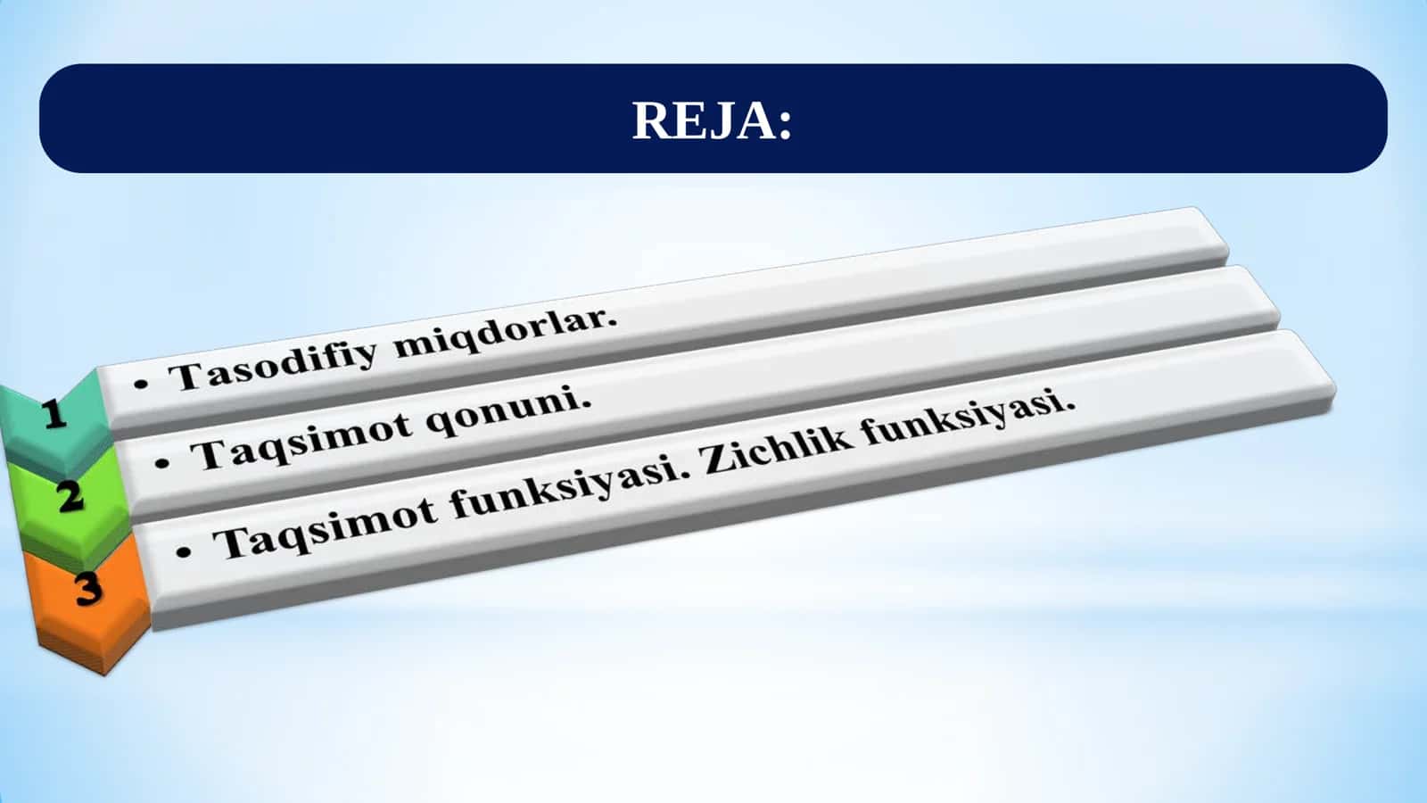 Tasodifiy miqdorlar va ularning taqsimot qonunlari 2
