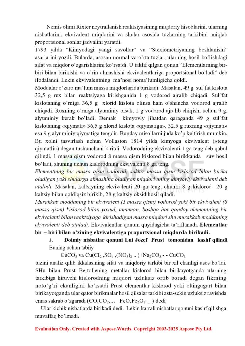 Seminar №6: Atom-molekulyar ta’limotning shakllanish bosqichlari va davriy sistemasining yaratilishi 2