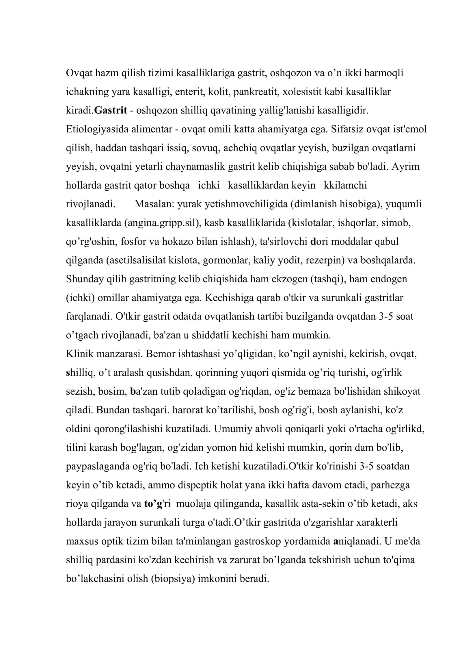 Оvqat hazm qilish, endokrin va moddalar almashinuvi hamda siydik tanosil sistemalari kasalliklari 2