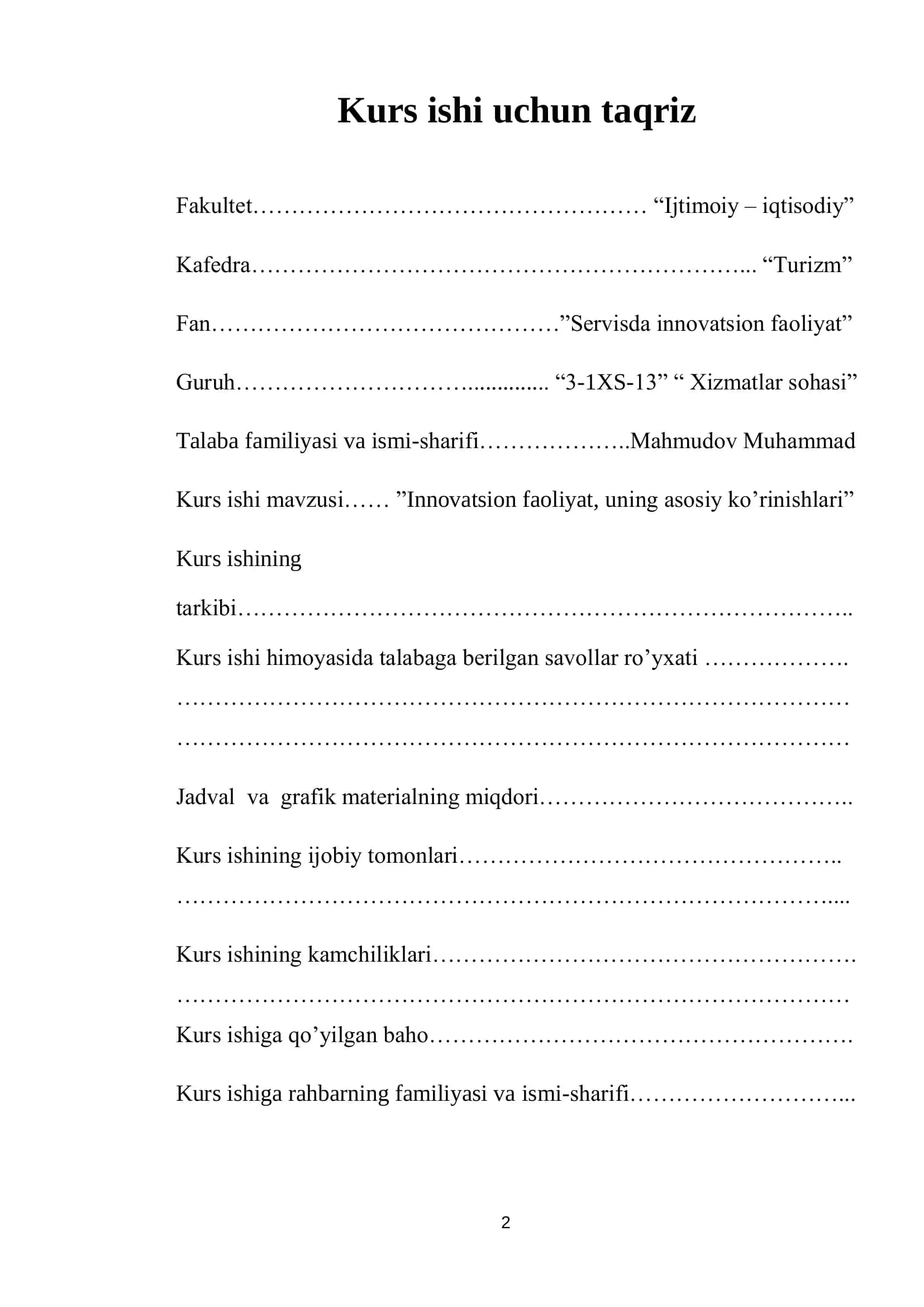 Servisda innovatsion faoliyat 2
